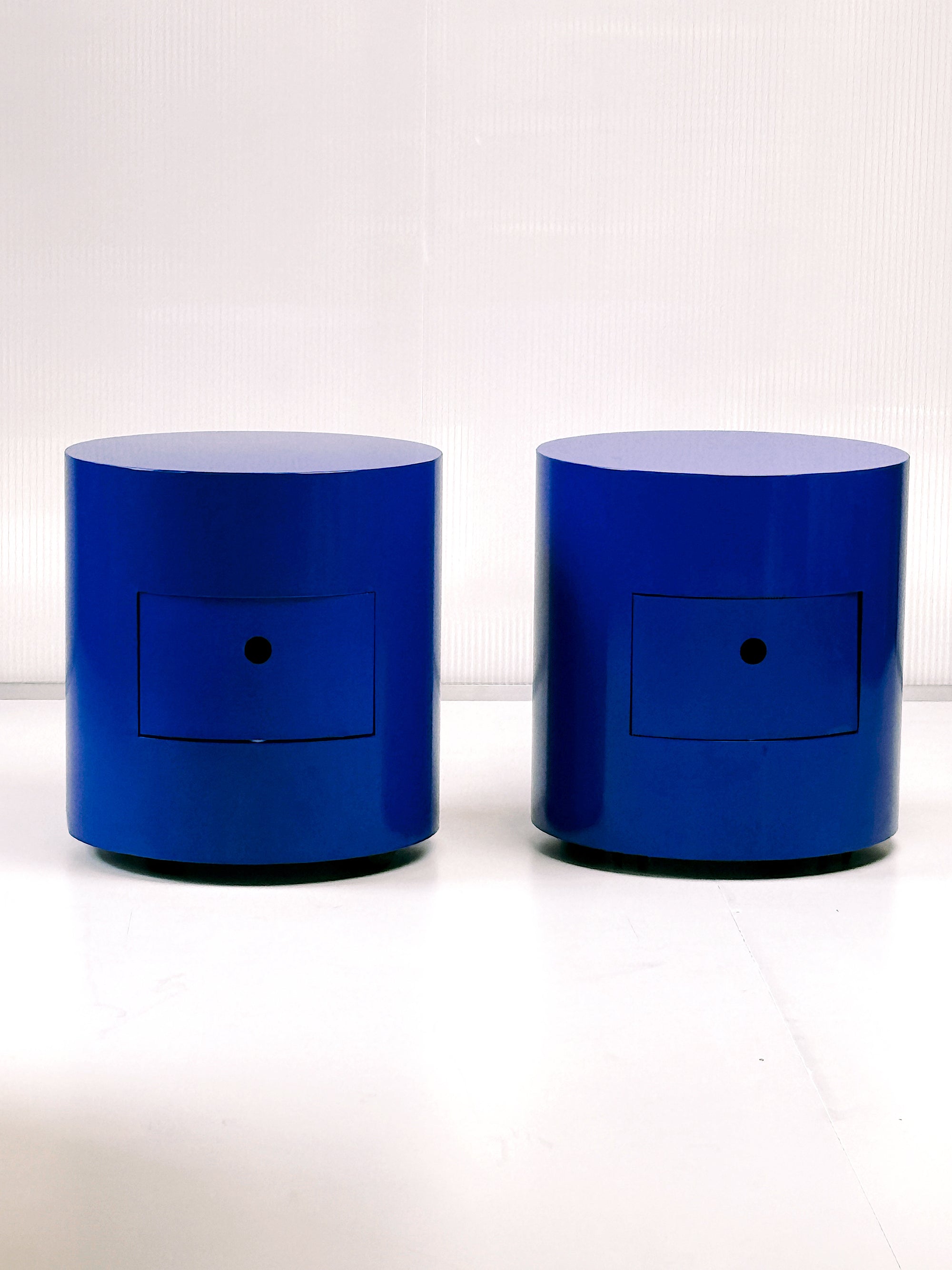Pair of Vintage Steel Bedside Cabinets – Custom Powder Coated Blue