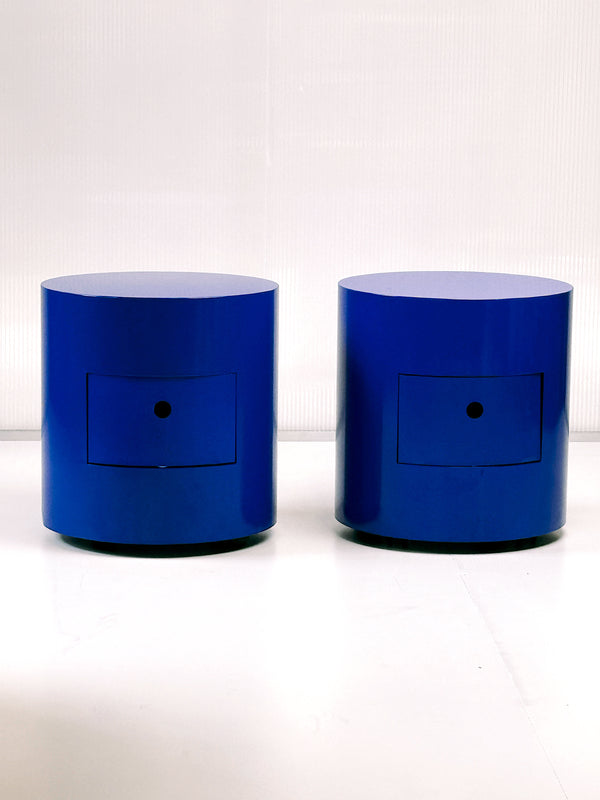 Pair of Vintage Steel Bedside Cabinets – Custom Powder Coated Blue