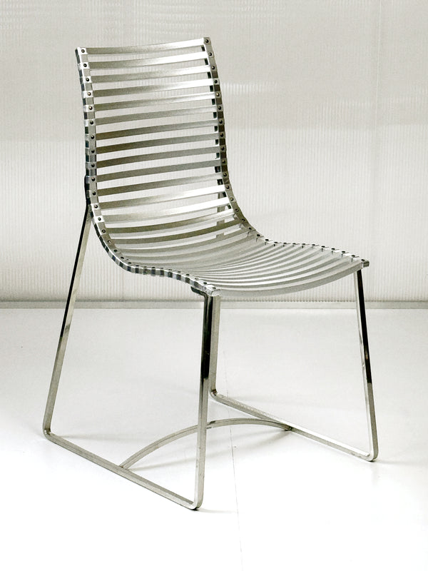 Set of 4 Postmodern Slatted Aluminium Slat Dining Chairs