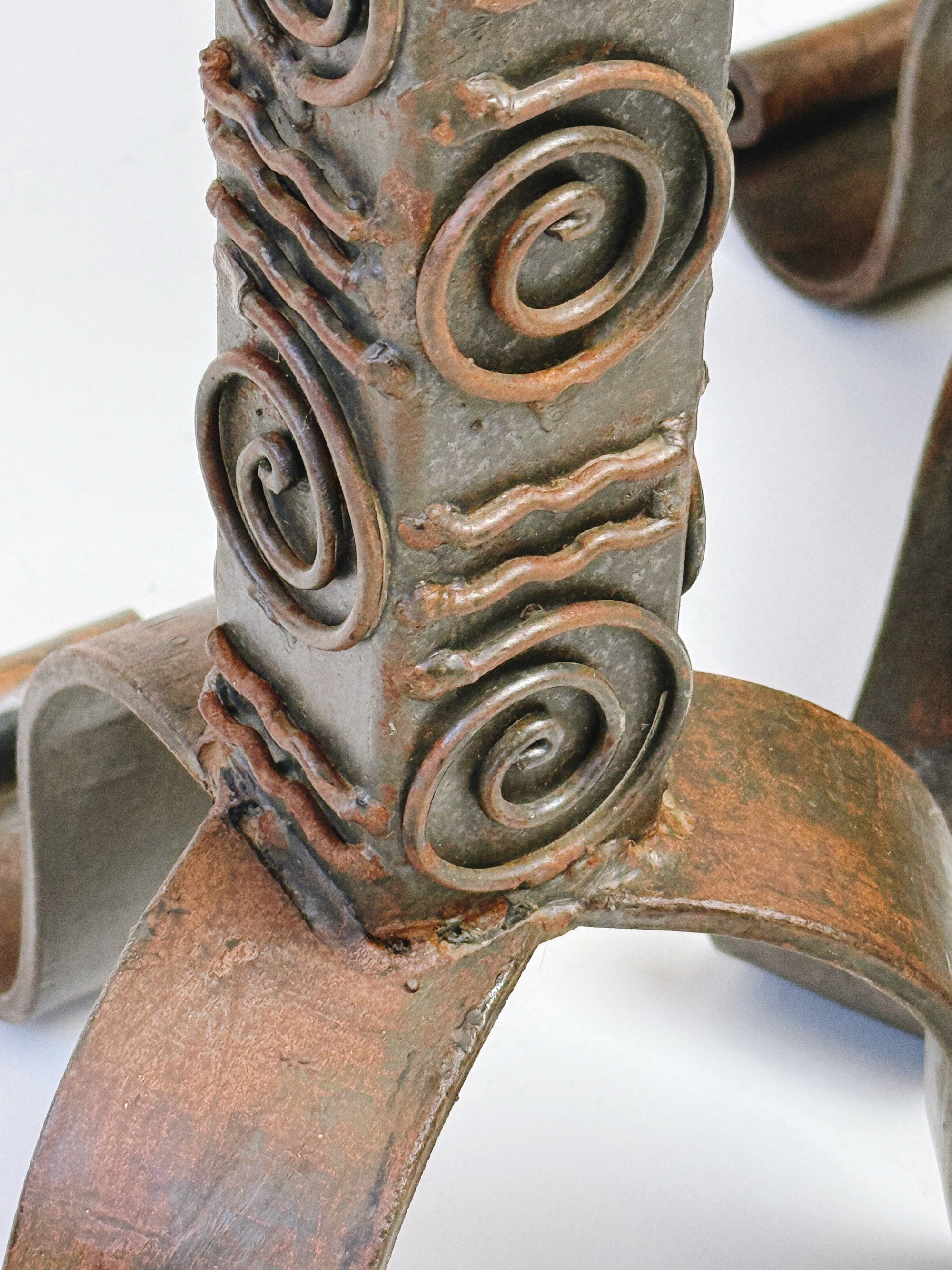 Pair of Brutalist Wrought Iron Floor Candlesticks
