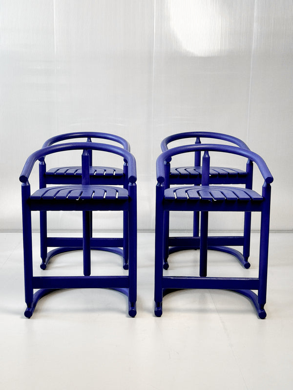 Set of 4 Allmilmö Rainbow Bar Stools | 1980s Postmodern
