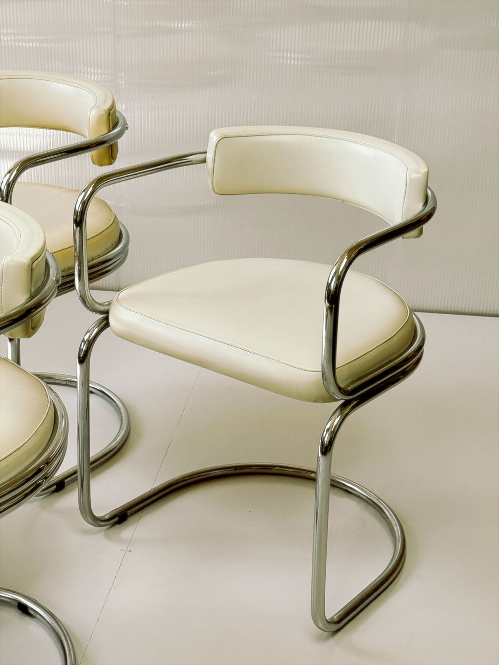 70's Tubular Chrome Cantilever Chairs & Dining Table