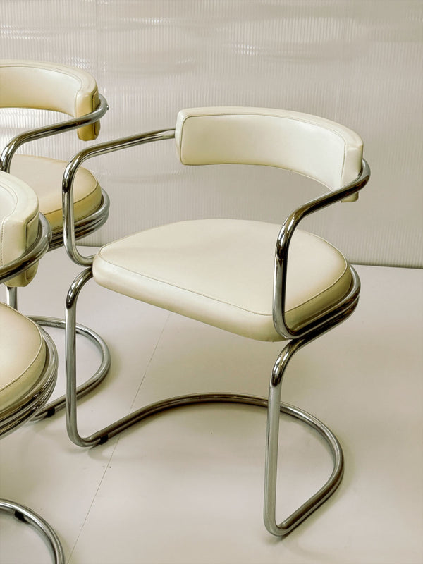 70's Tubular Chrome Cantilever Chairs & Dining Table