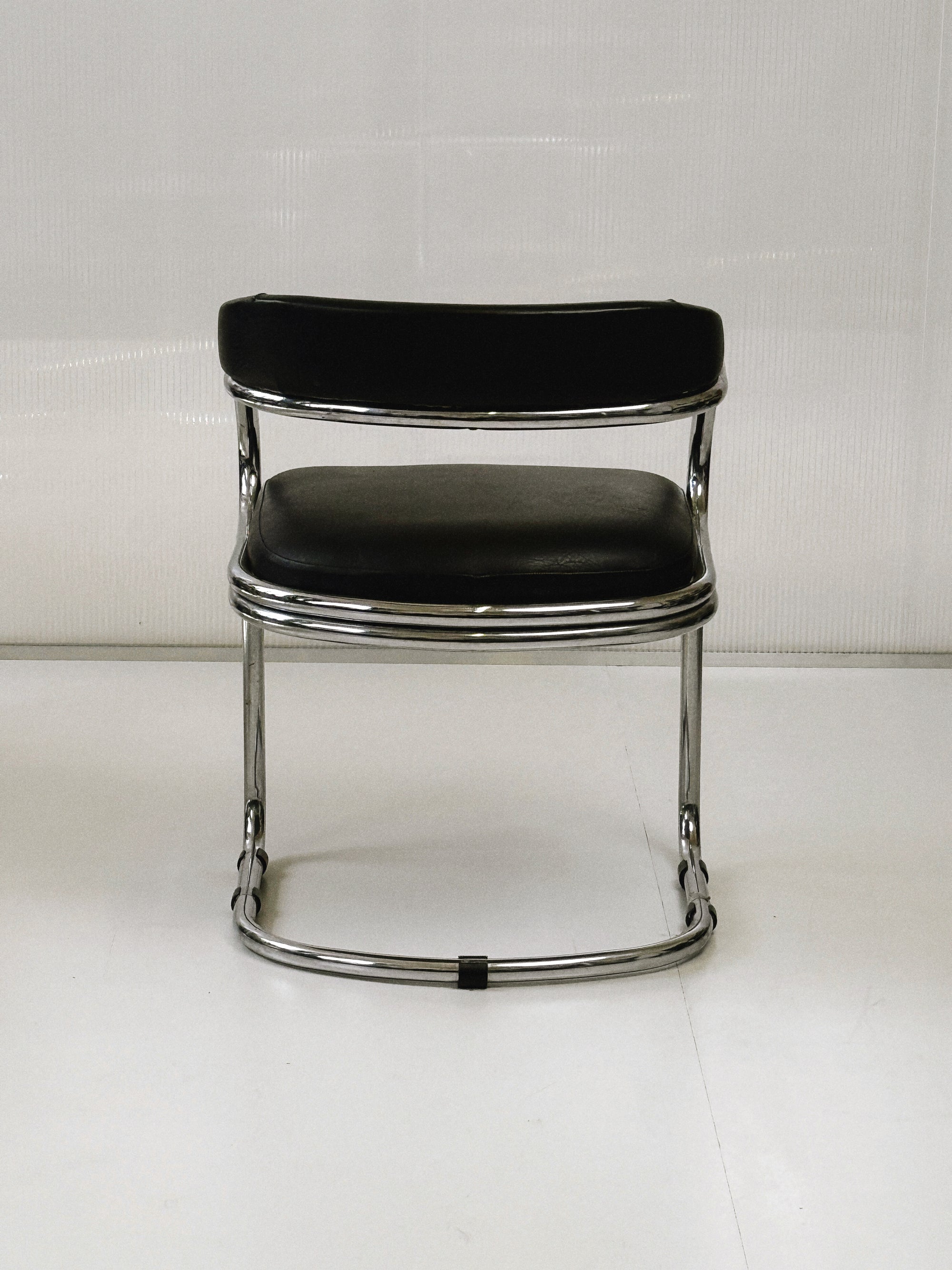 1980s Chrome Dining Table & 4 Cantilever Chairs