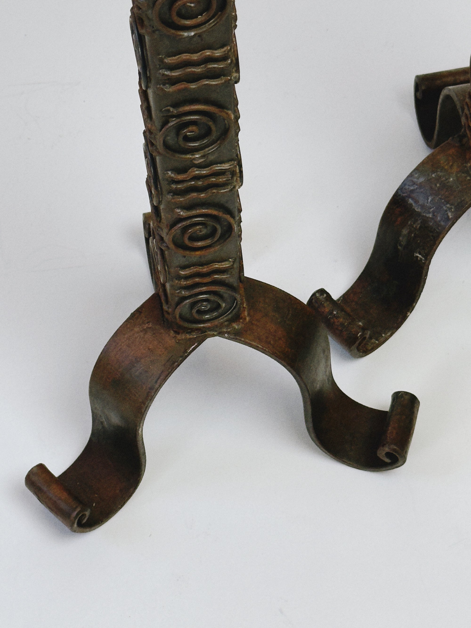 Pair of Brutalist Wrought Iron Floor Candlesticks