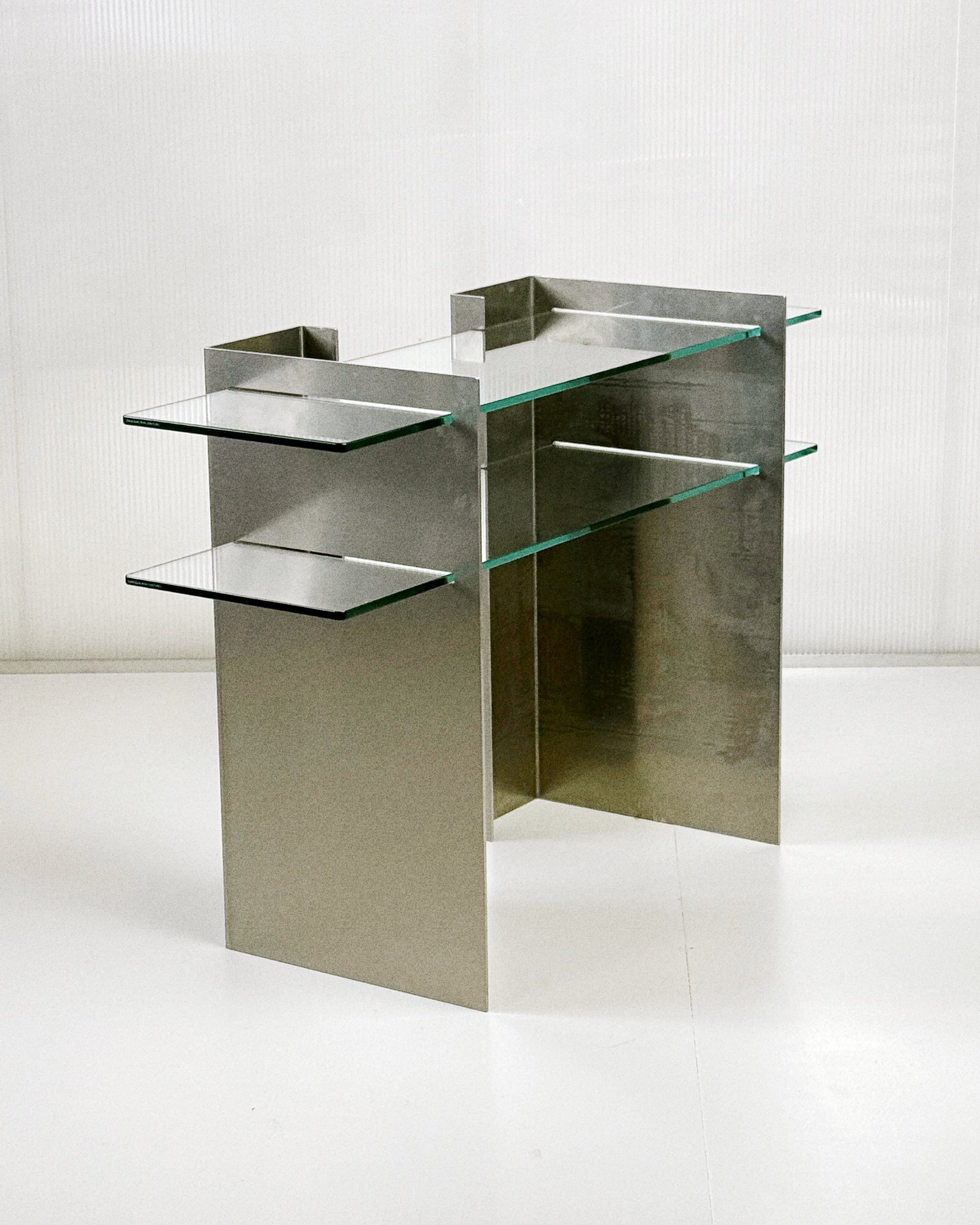 Brutalist Aluminium & Glass Console