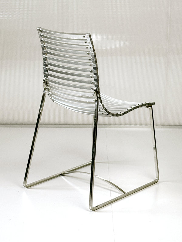 Set of 4 Postmodern Slatted Aluminium Slat Dining Chairs