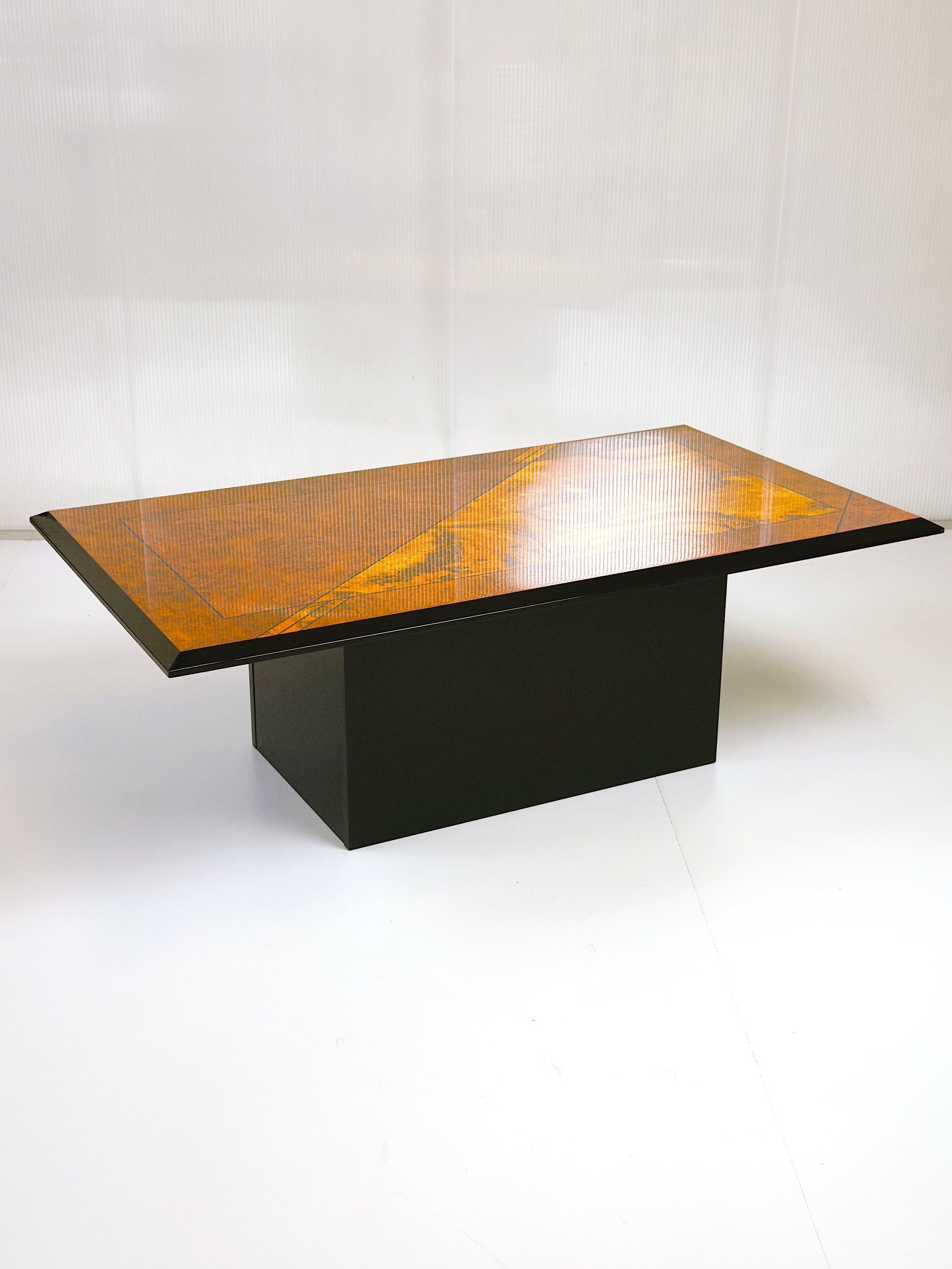 Postmodern Burl Veneer Coffee Table