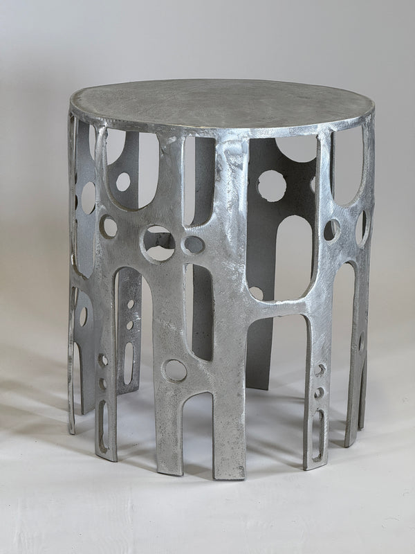 Cast Aluminium Brutalist Side Tables