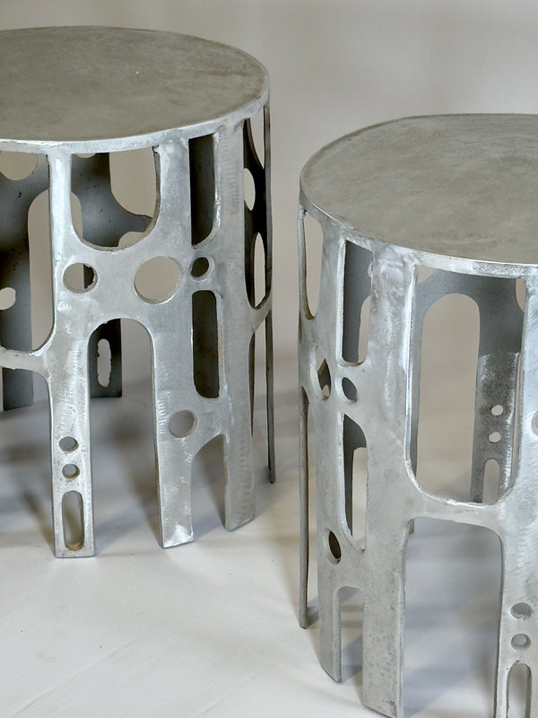 Cast Aluminium Brutalist Side Tables
