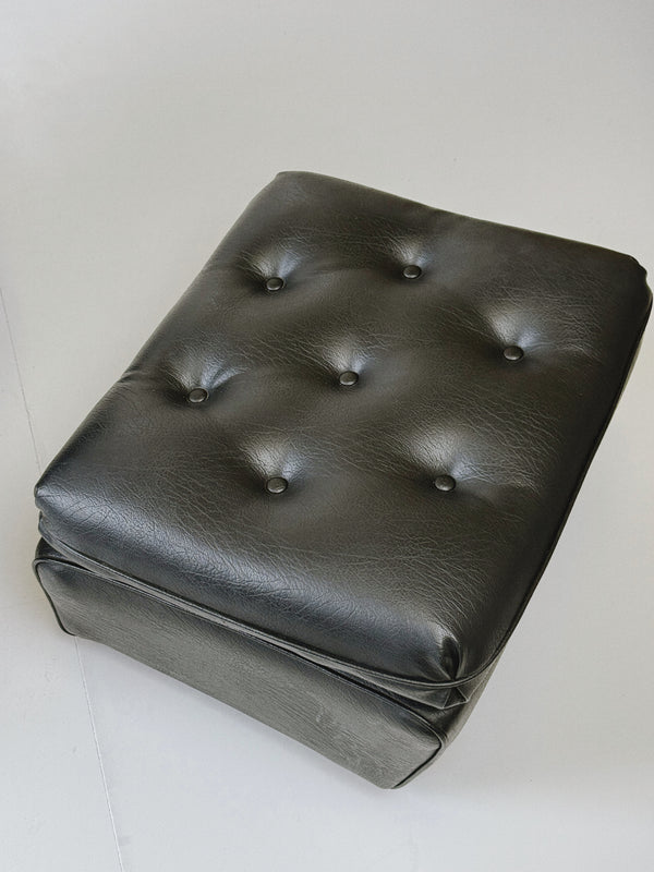 Danish swivel leather armchair & footstool