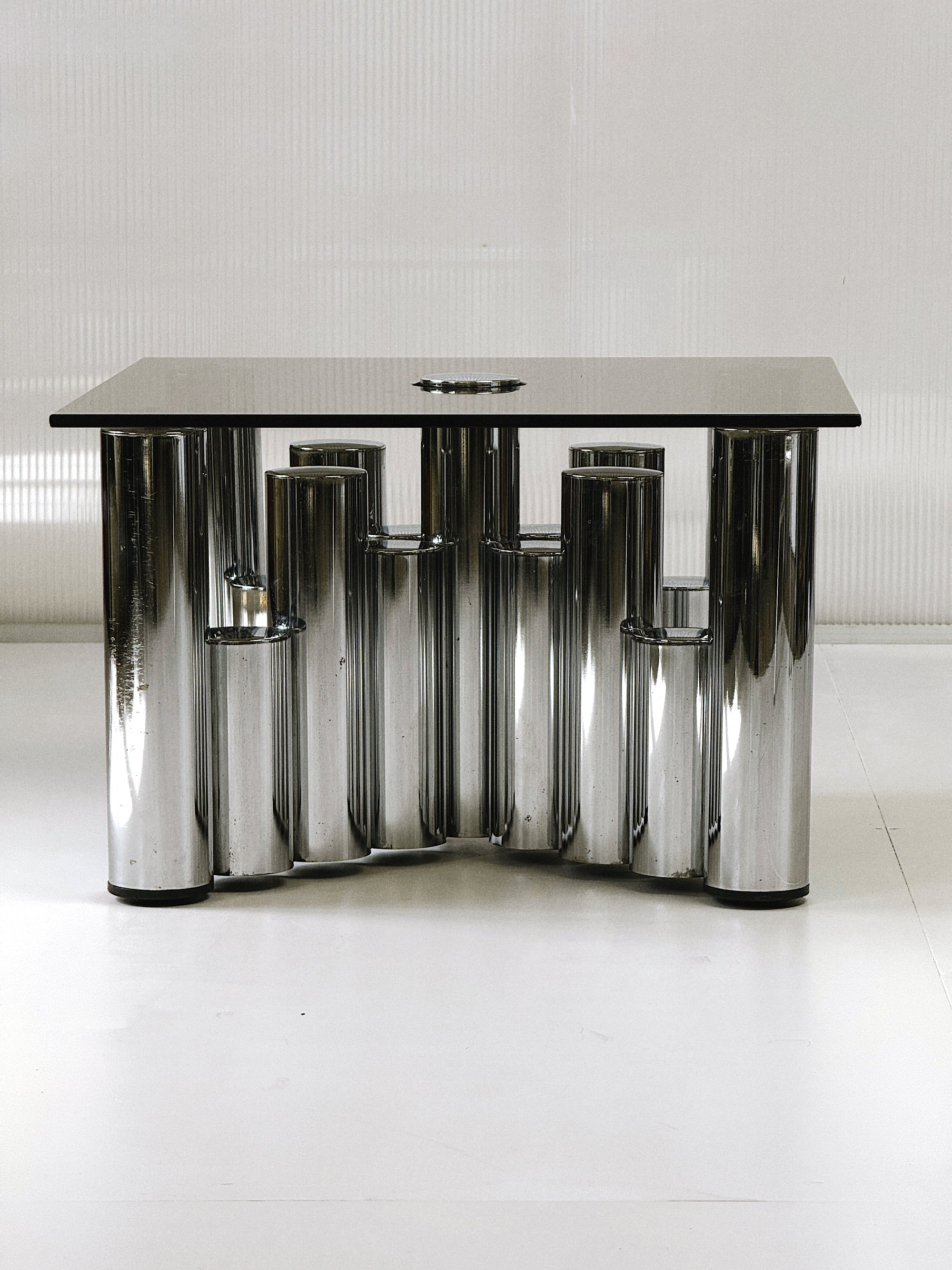 Italian Sculptural Chrome Coffee Table