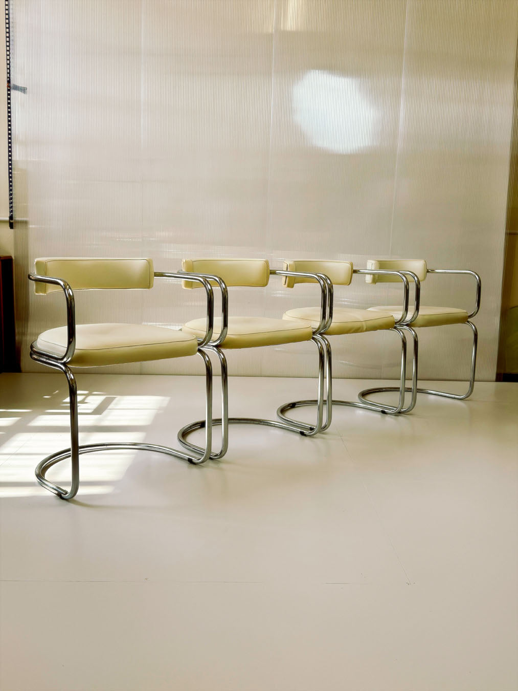 70's Tubular Chrome Cantilever Chairs & Dining Table