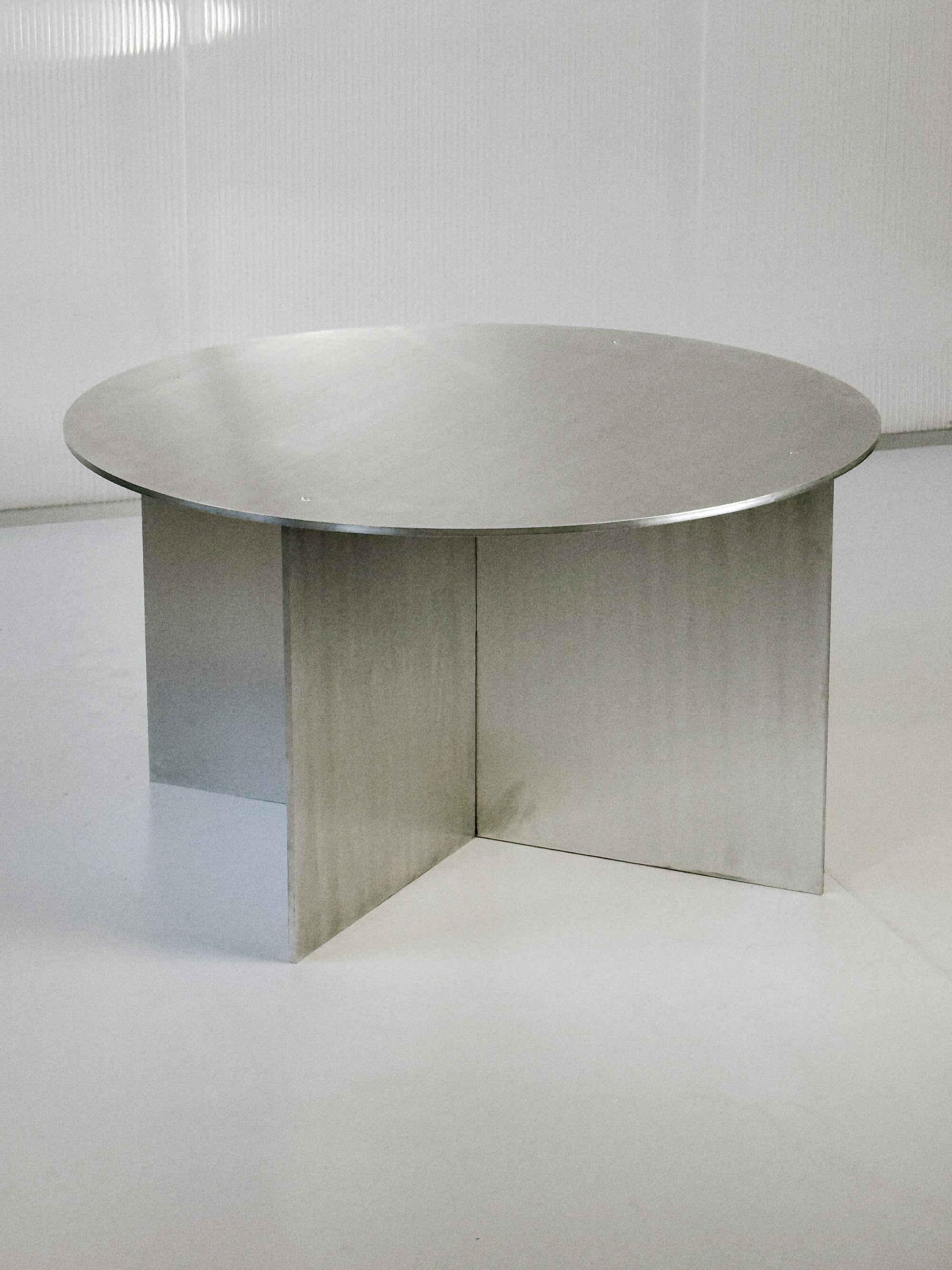 Brushed Aluminium Circular Coffee Table