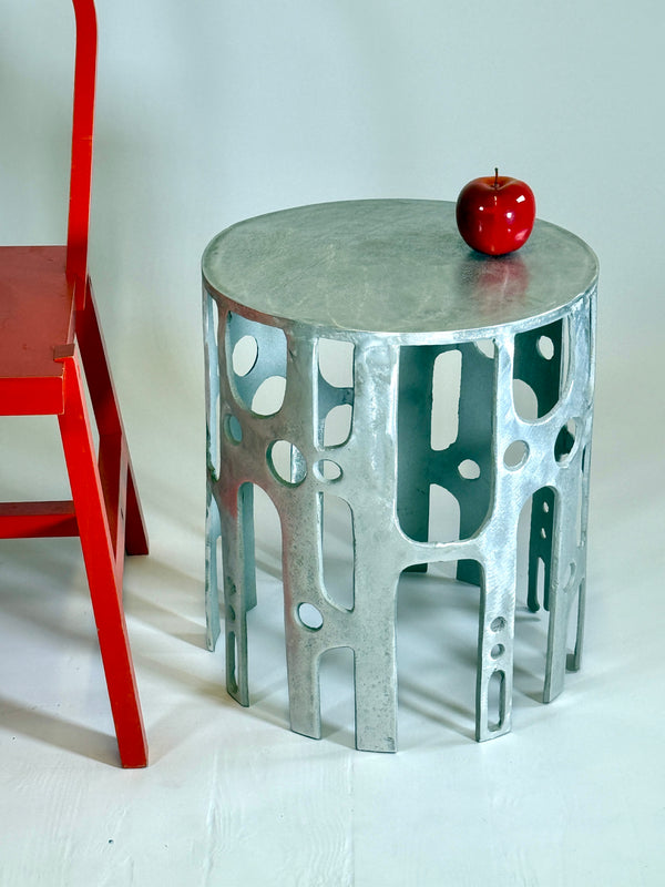 Cast Aluminium Brutalist Side Tables