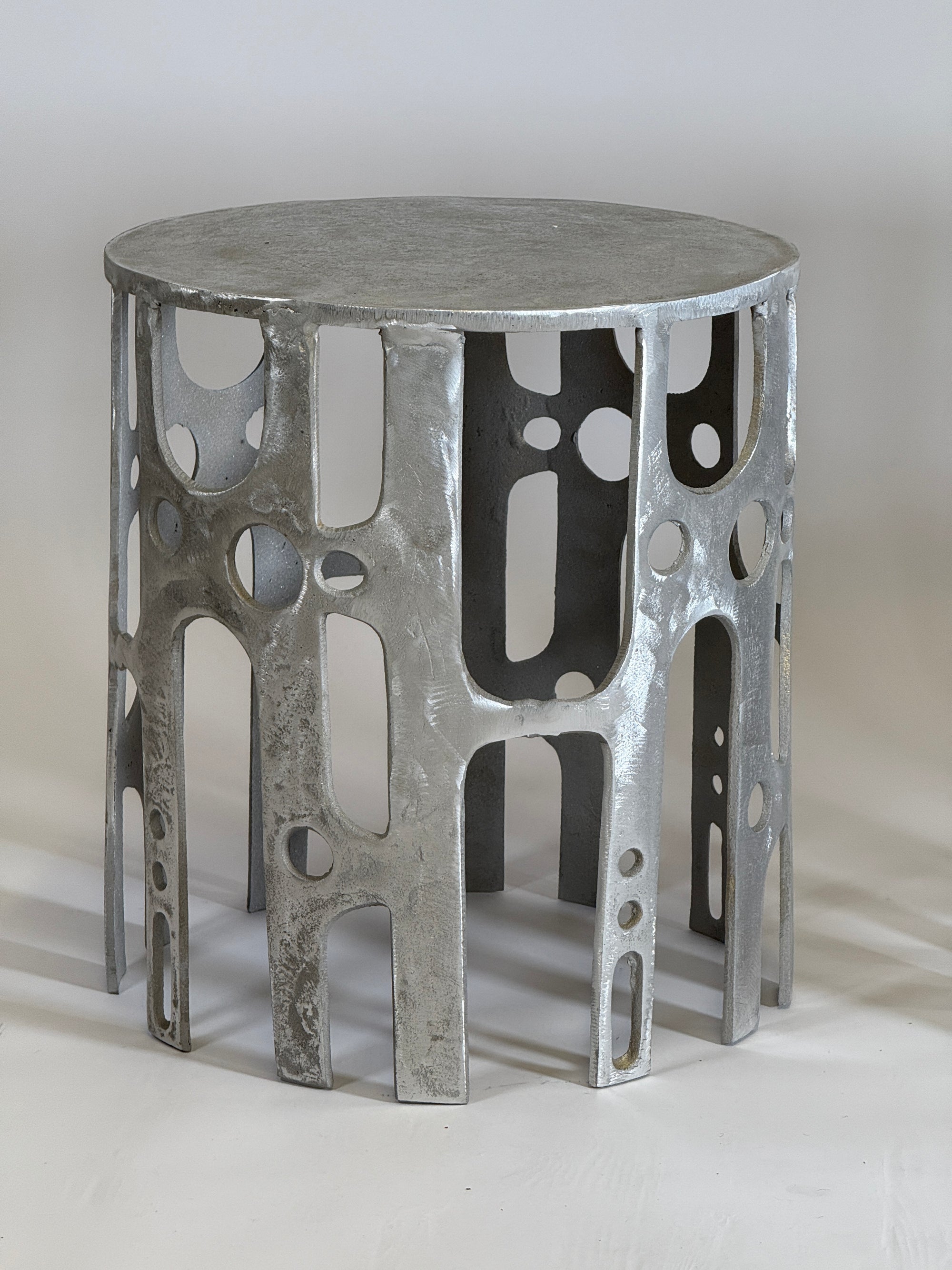Cast Aluminium Brutalist Side Tables