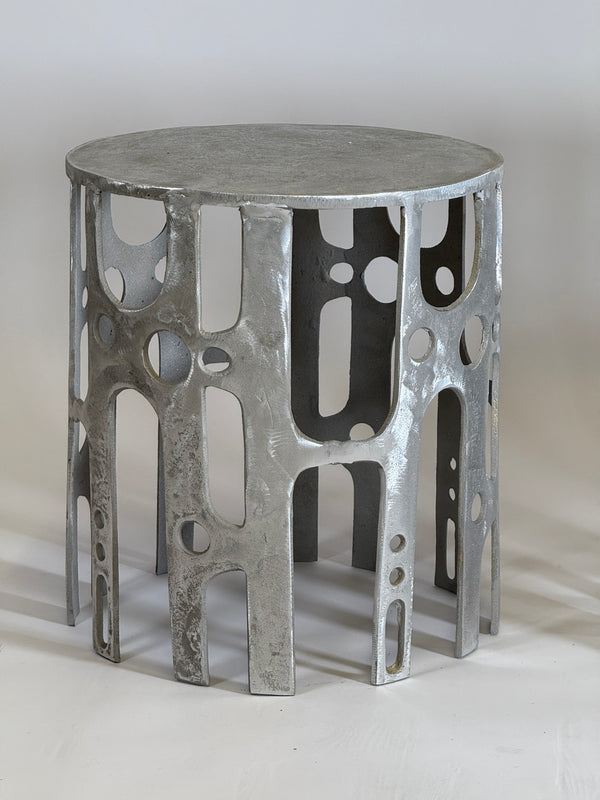 Cast Aluminium Brutalist Side Tables