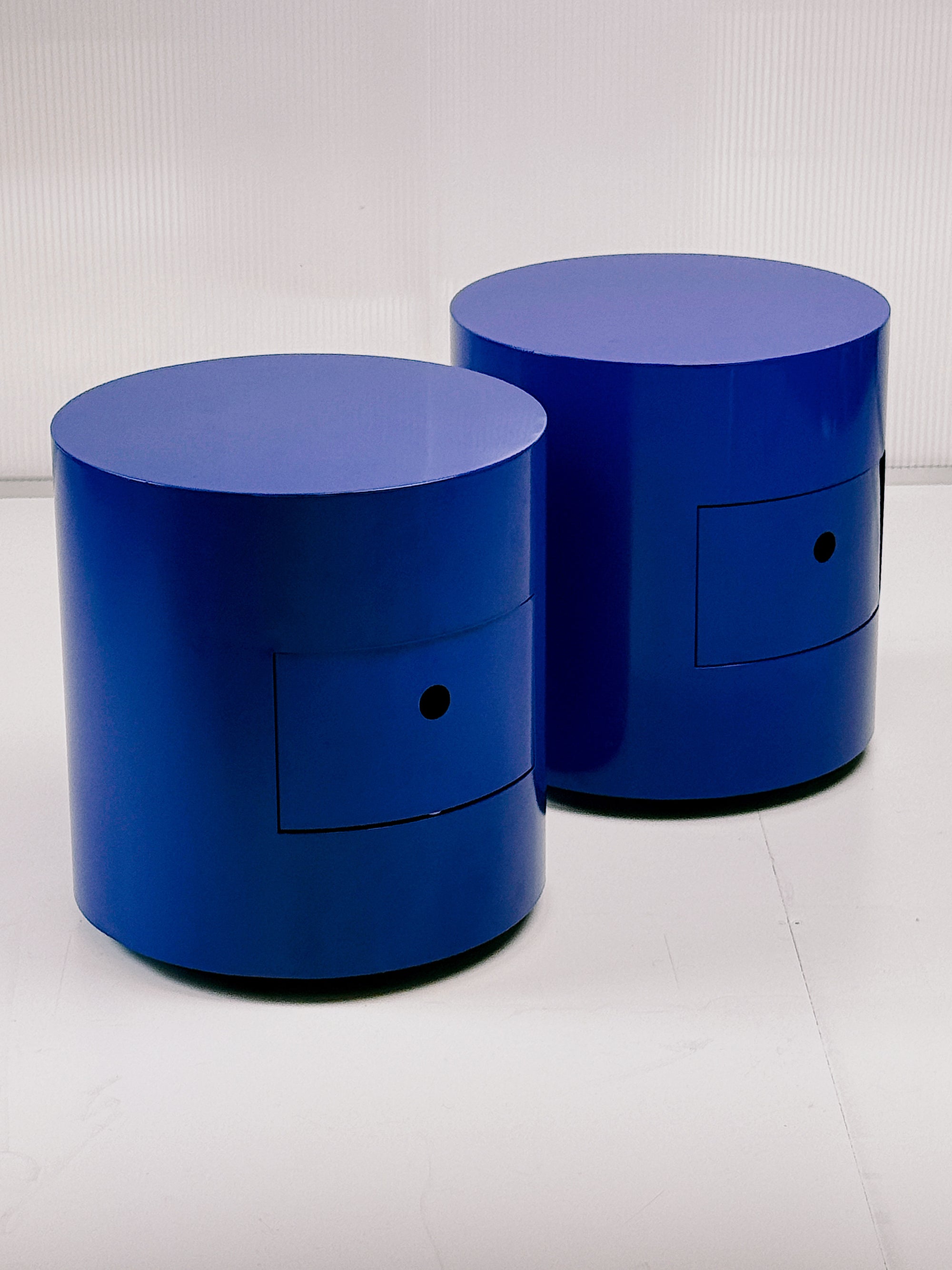 Pair of Vintage Steel Bedside Cabinets – Custom Powder Coated Blue