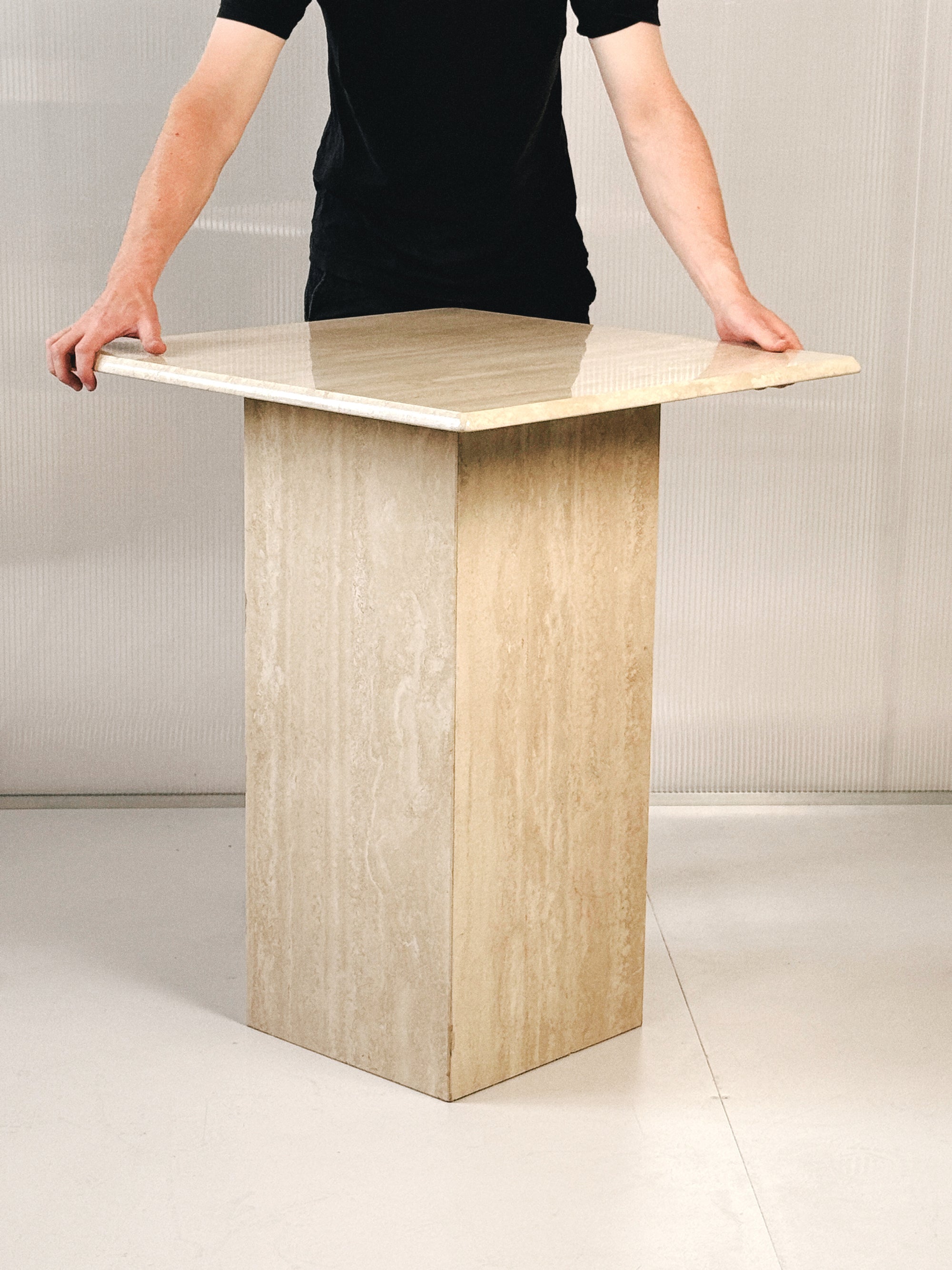 Travertine Pedestal Table | Italian 1980’s
