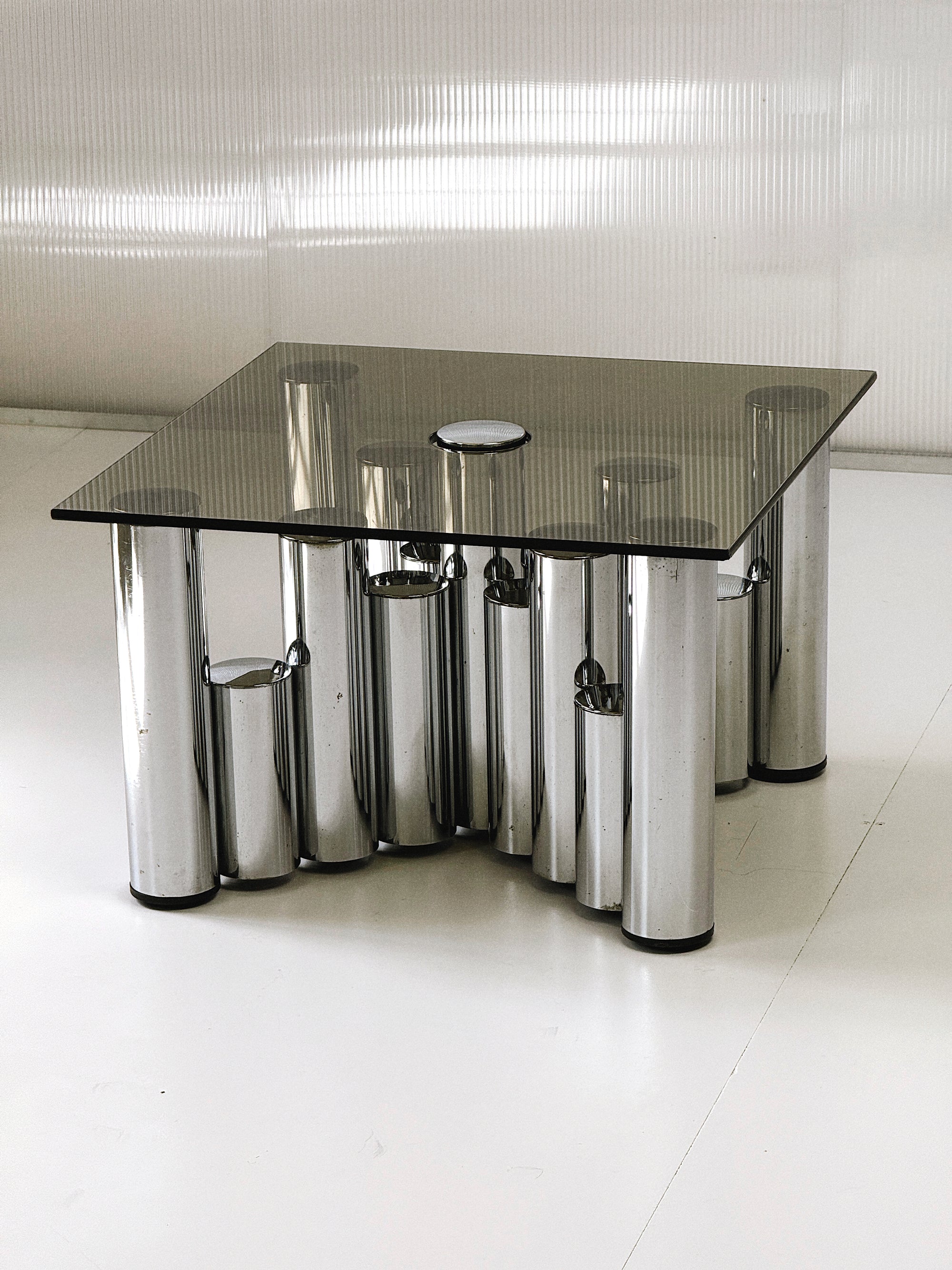 Italian Sculptural Chrome Coffee Table