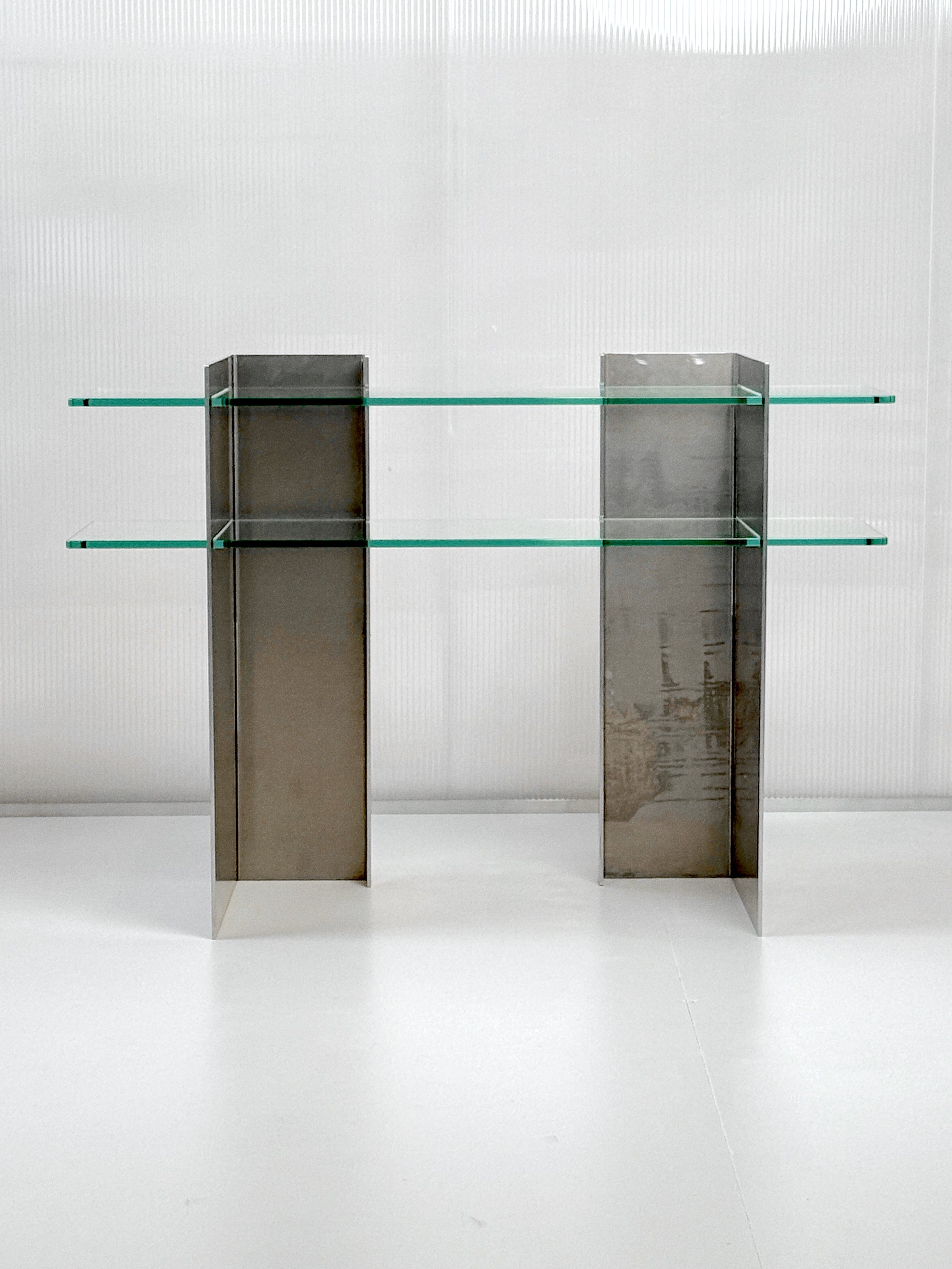 Brutalist Aluminium & Glass Console