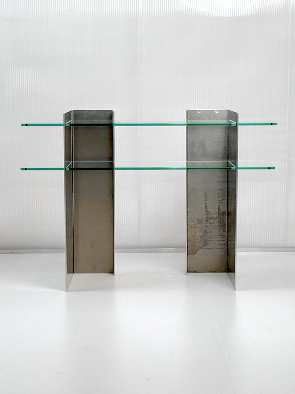Brutalist Aluminium & Glass Console
