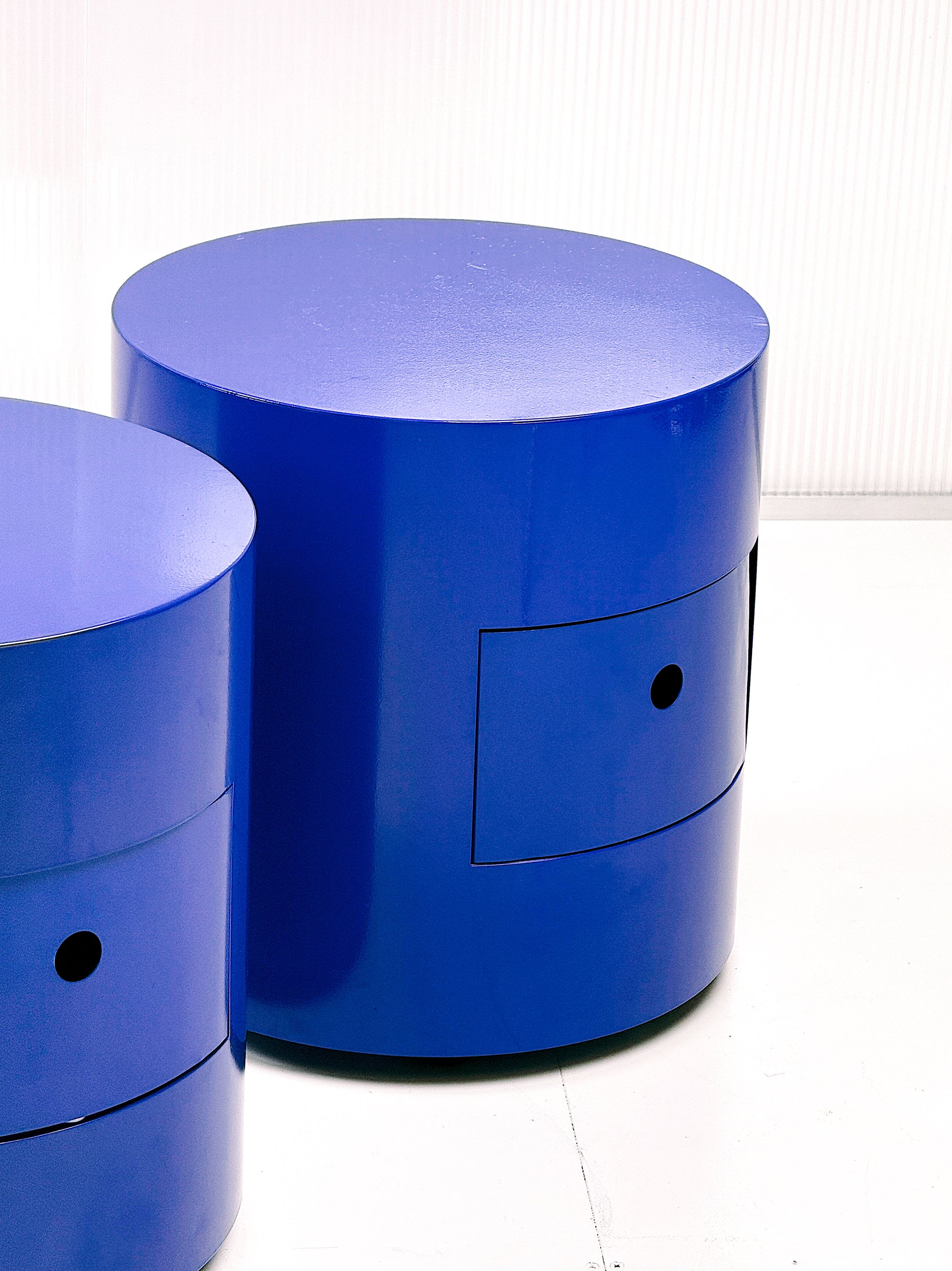 Pair of Vintage Steel Bedside Cabinets – Custom Powder Coated Blue