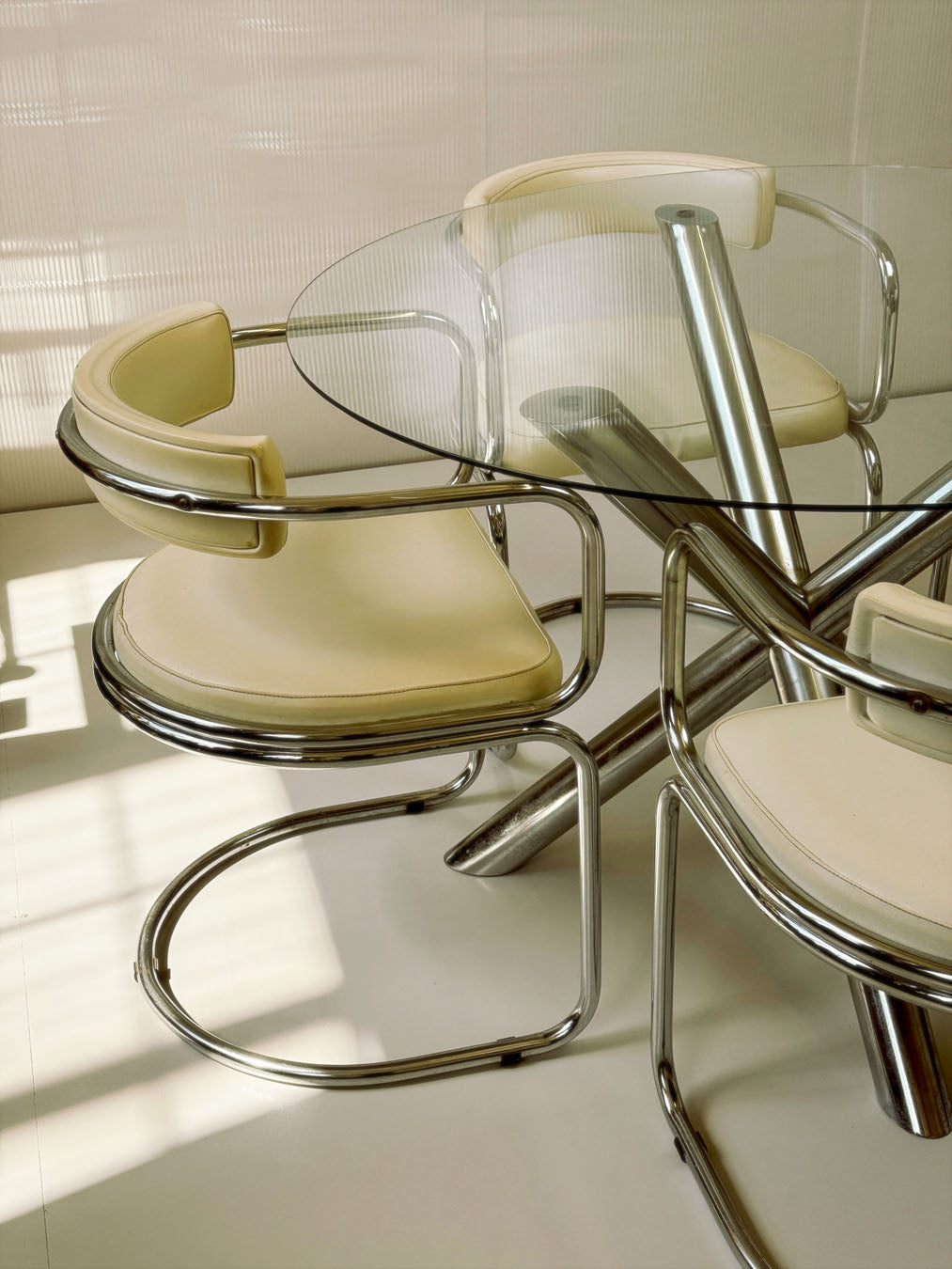 70's Tubular Chrome Cantilever Chairs & Dining Table