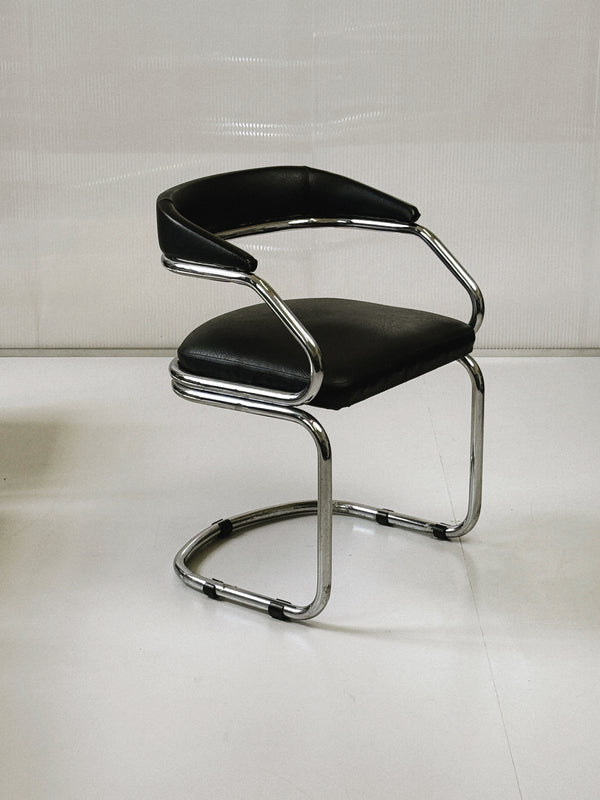 1980s Chrome Dining Table & 4 Cantilever Chairs