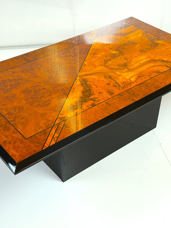 Postmodern Burl Veneer Coffee Table