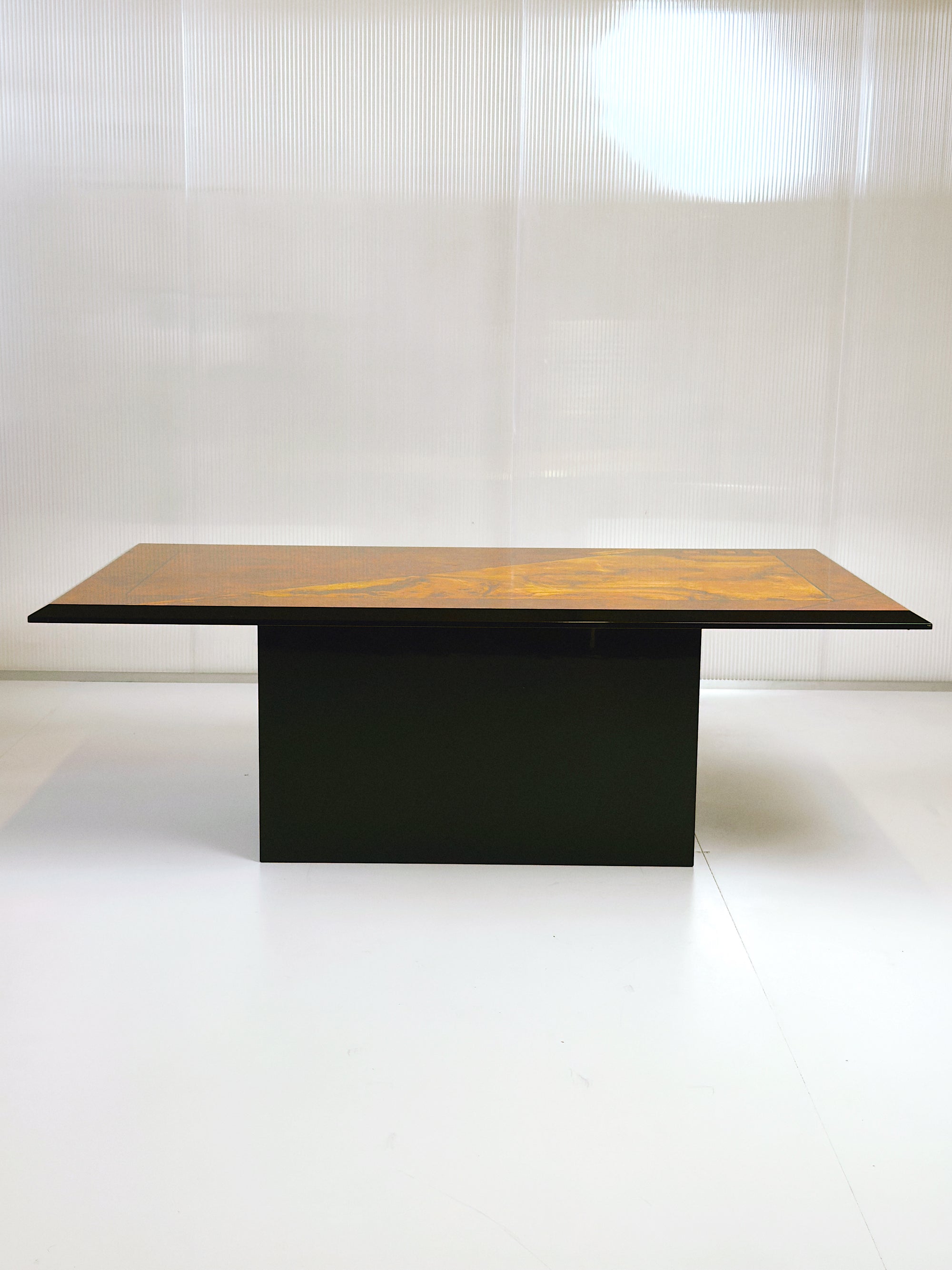 Postmodern Burl Veneer Coffee Table