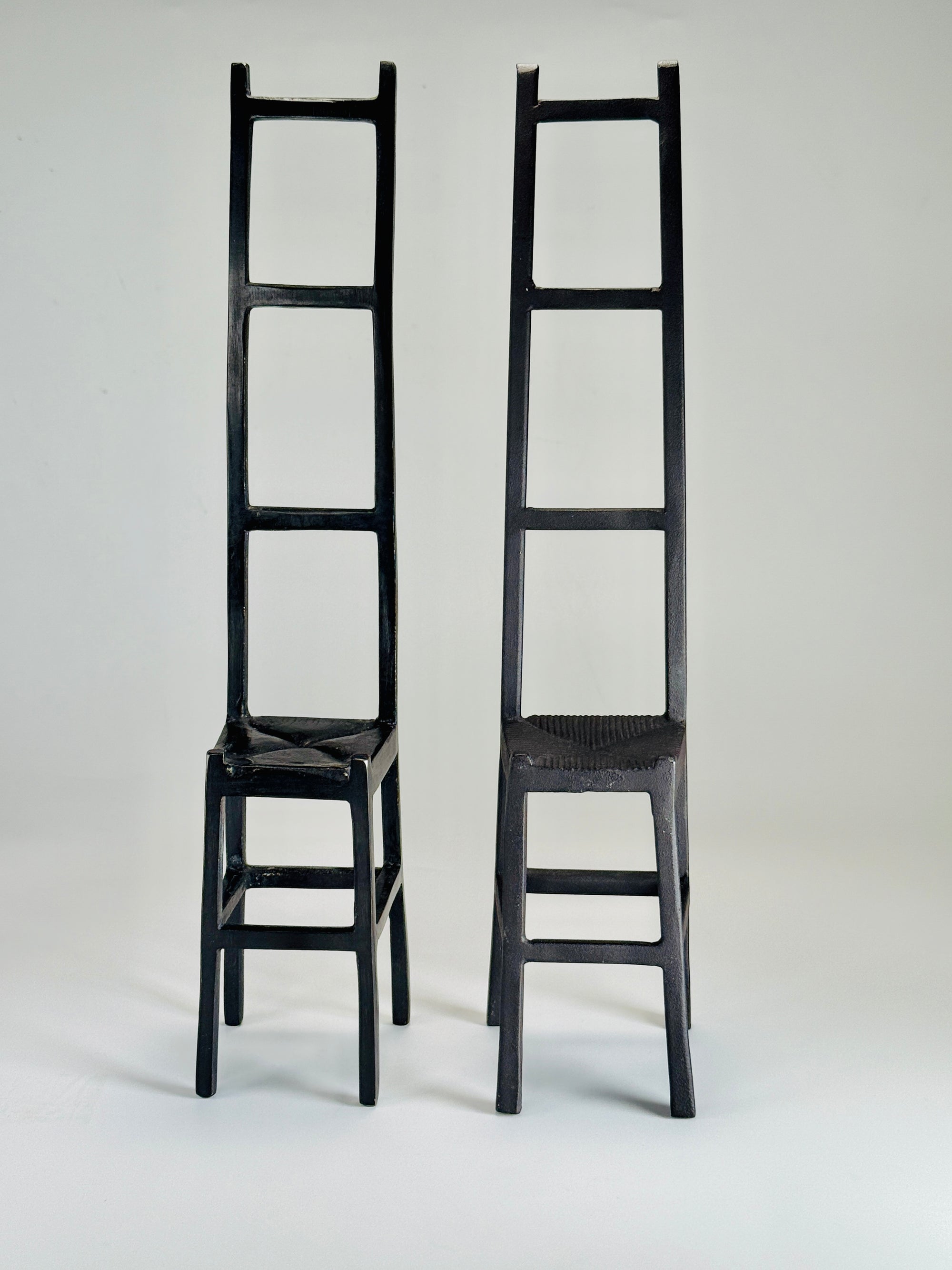 Cast Iron Ladder-Back Chair Sculptures | Brutalist Design