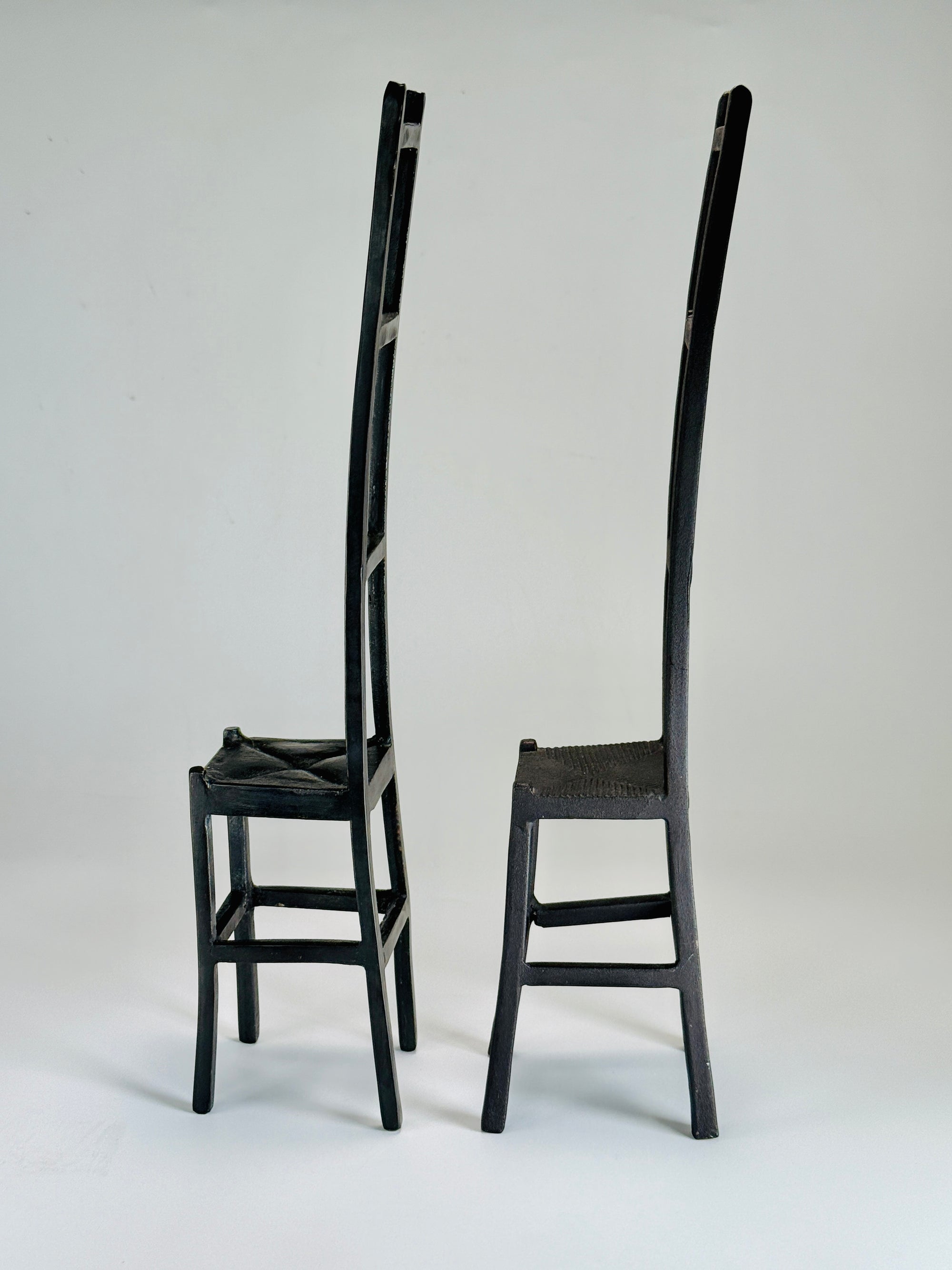 Cast Iron Ladder-Back Chair Sculptures | Brutalist Design