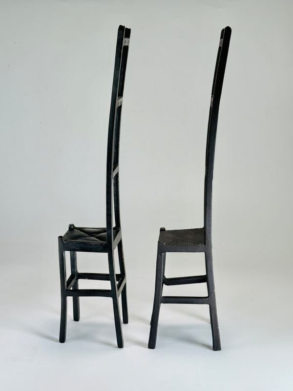 Cast Iron Ladder-Back Chair Sculptures | Brutalist Design