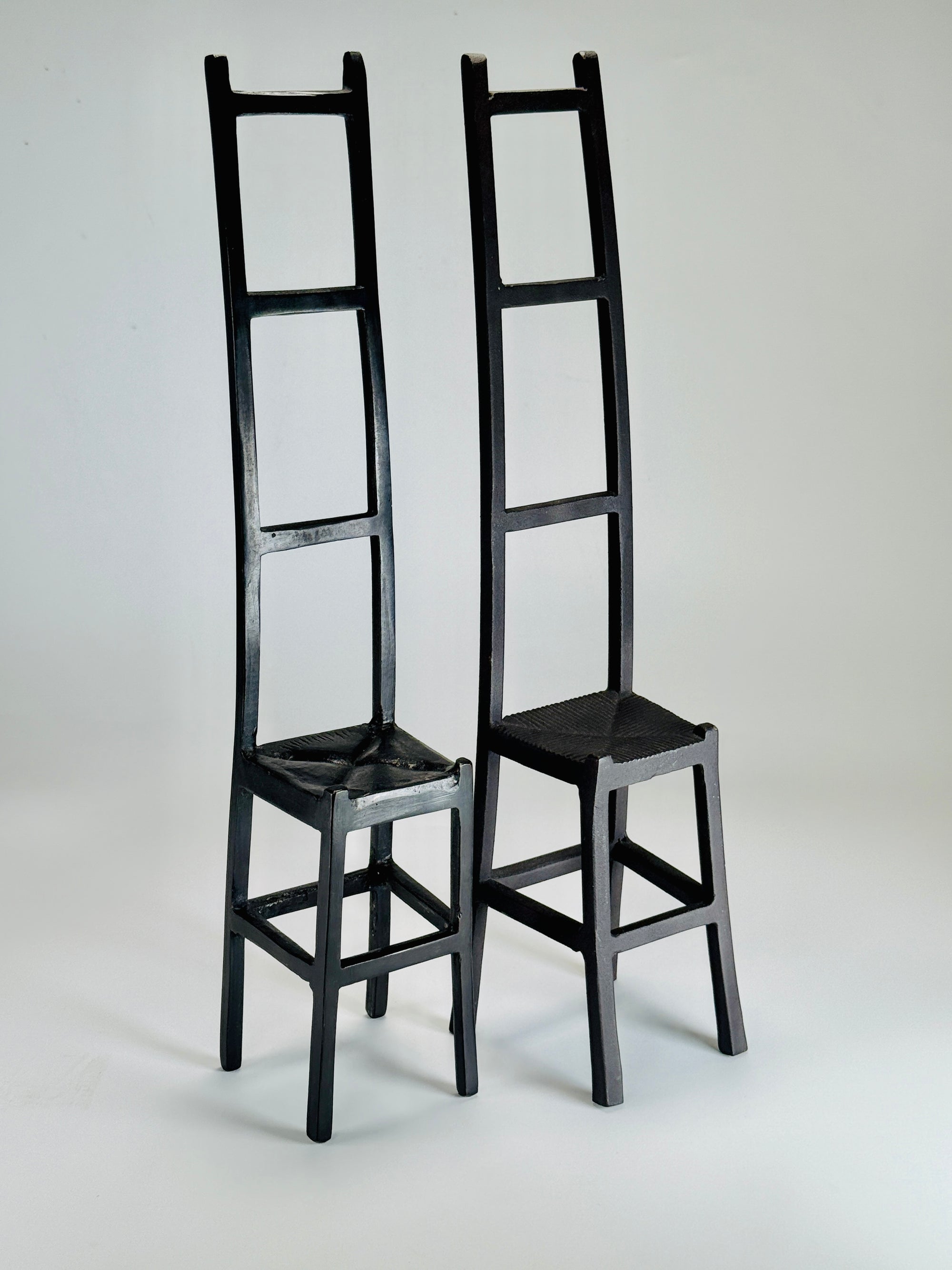 Cast Iron Ladder-Back Chair Sculptures | Brutalist Design
