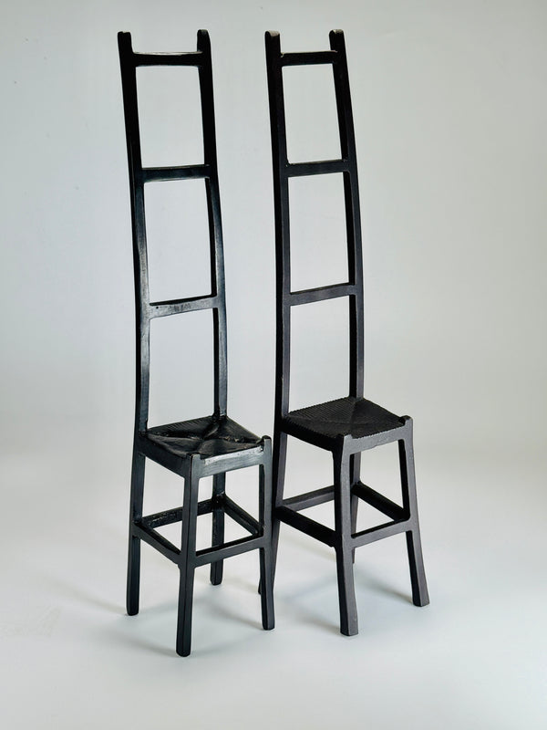 Cast Iron Ladder-Back Chair Sculptures | Brutalist Design