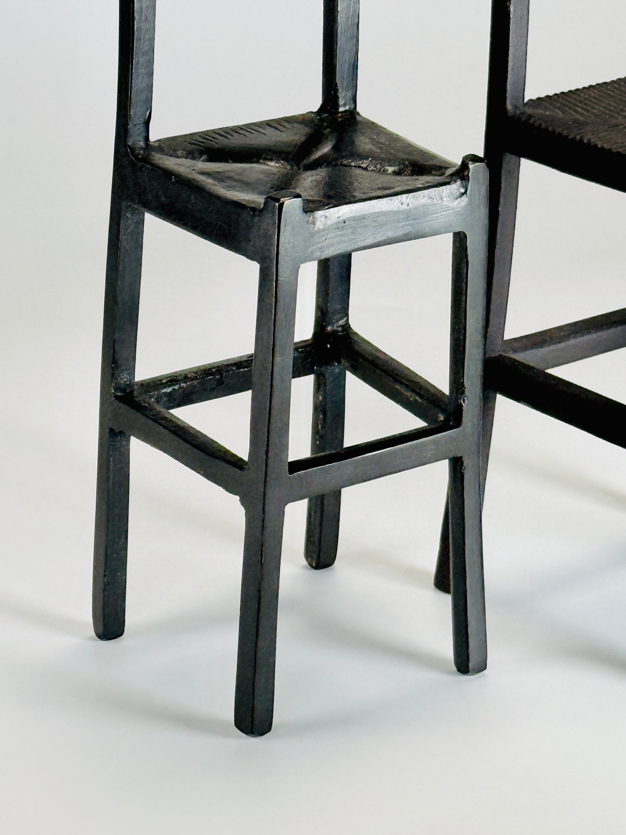 Cast Iron Ladder-Back Chair Sculptures | Brutalist Design