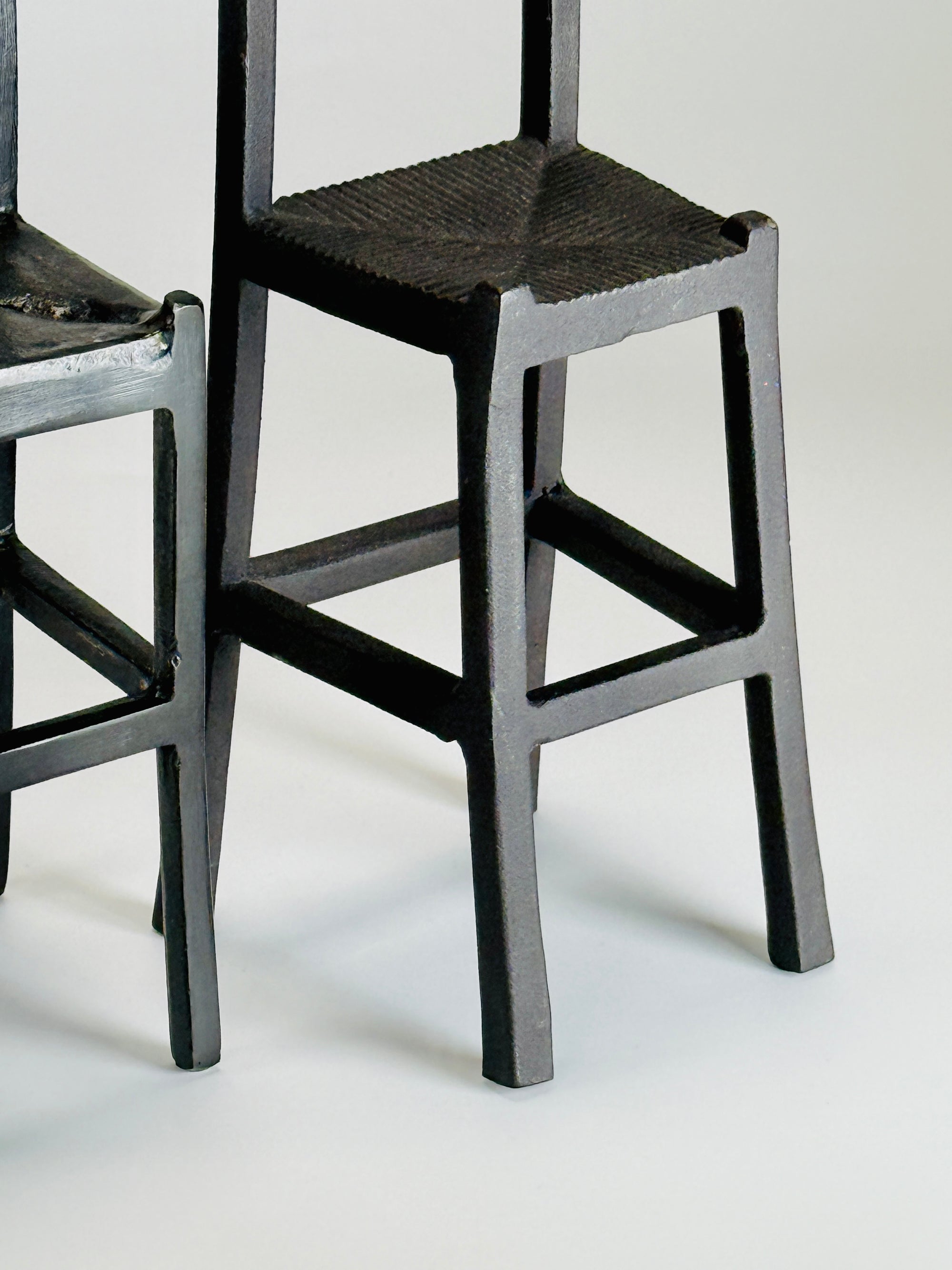 Cast Iron Ladder-Back Chair Sculptures | Brutalist Design