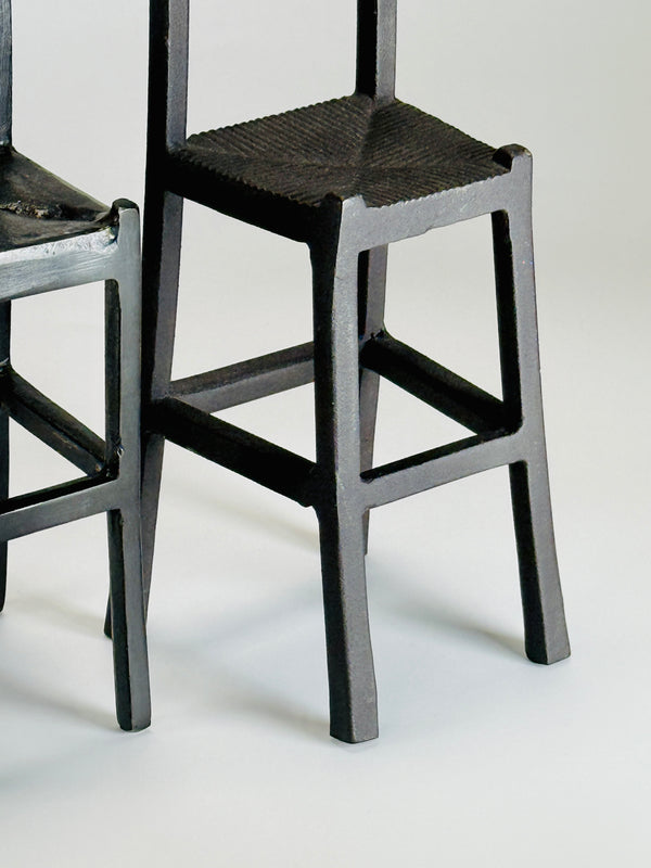 Cast Iron Ladder-Back Chair Sculptures | Brutalist Design