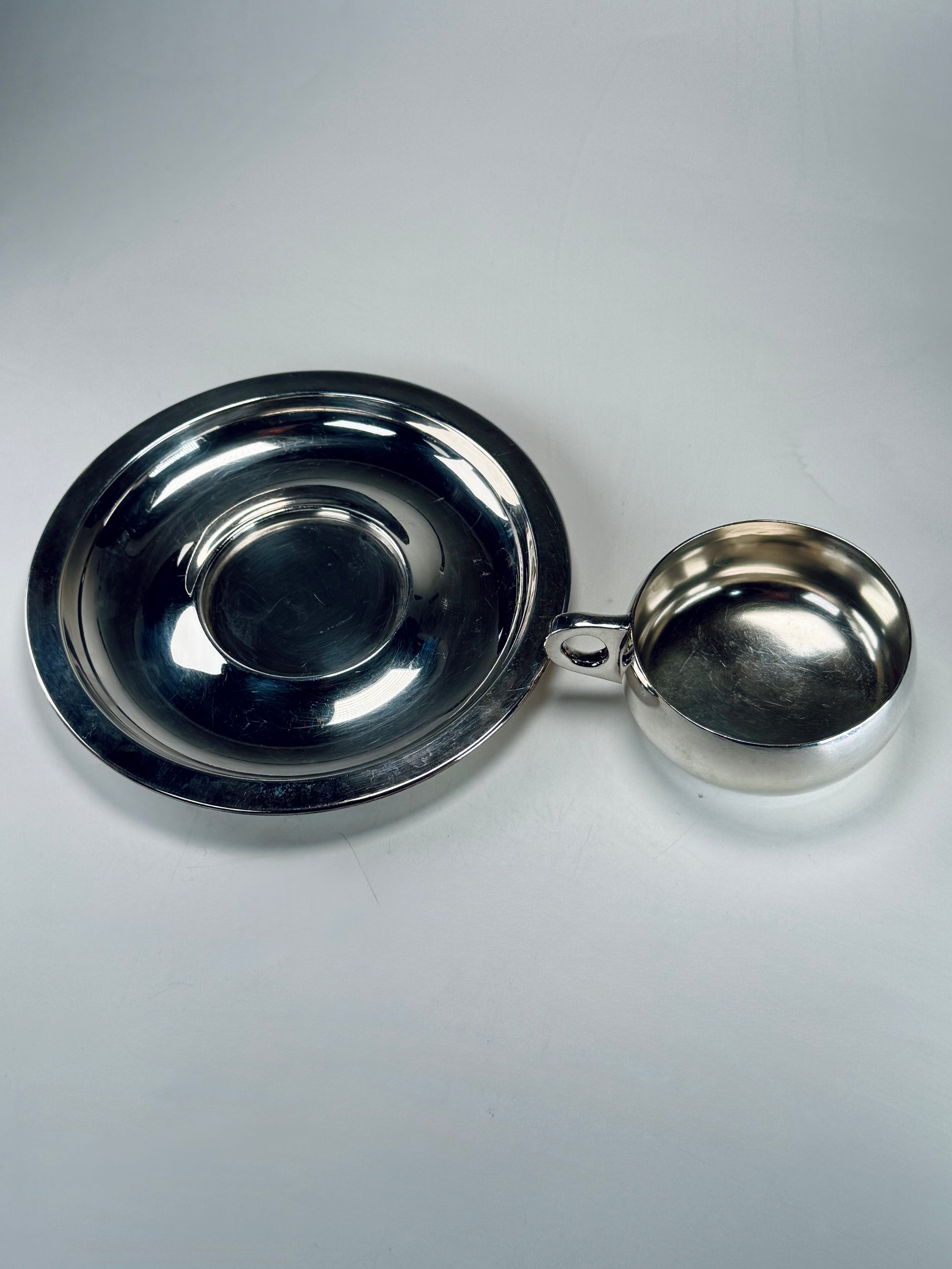 Silver Plated Cup & Saucer Set | R&B Silversmiths | 1920s Art Deco