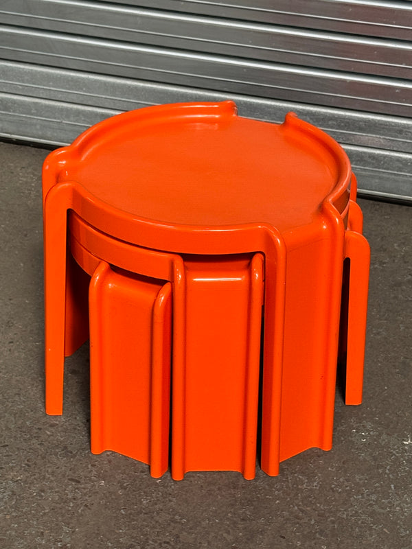 Giotto Stoppino for Kartell Model 4905 Nesting Tables | Orange | 1970s