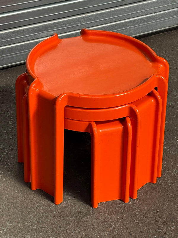 Giotto Stoppino for Kartell Model 4905 Nesting Tables | Orange | 1970s