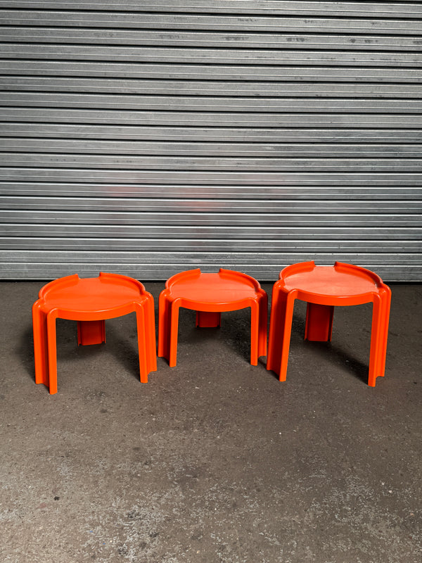 Giotto Stoppino for Kartell Model 4905 Nesting Tables | Orange | 1970s
