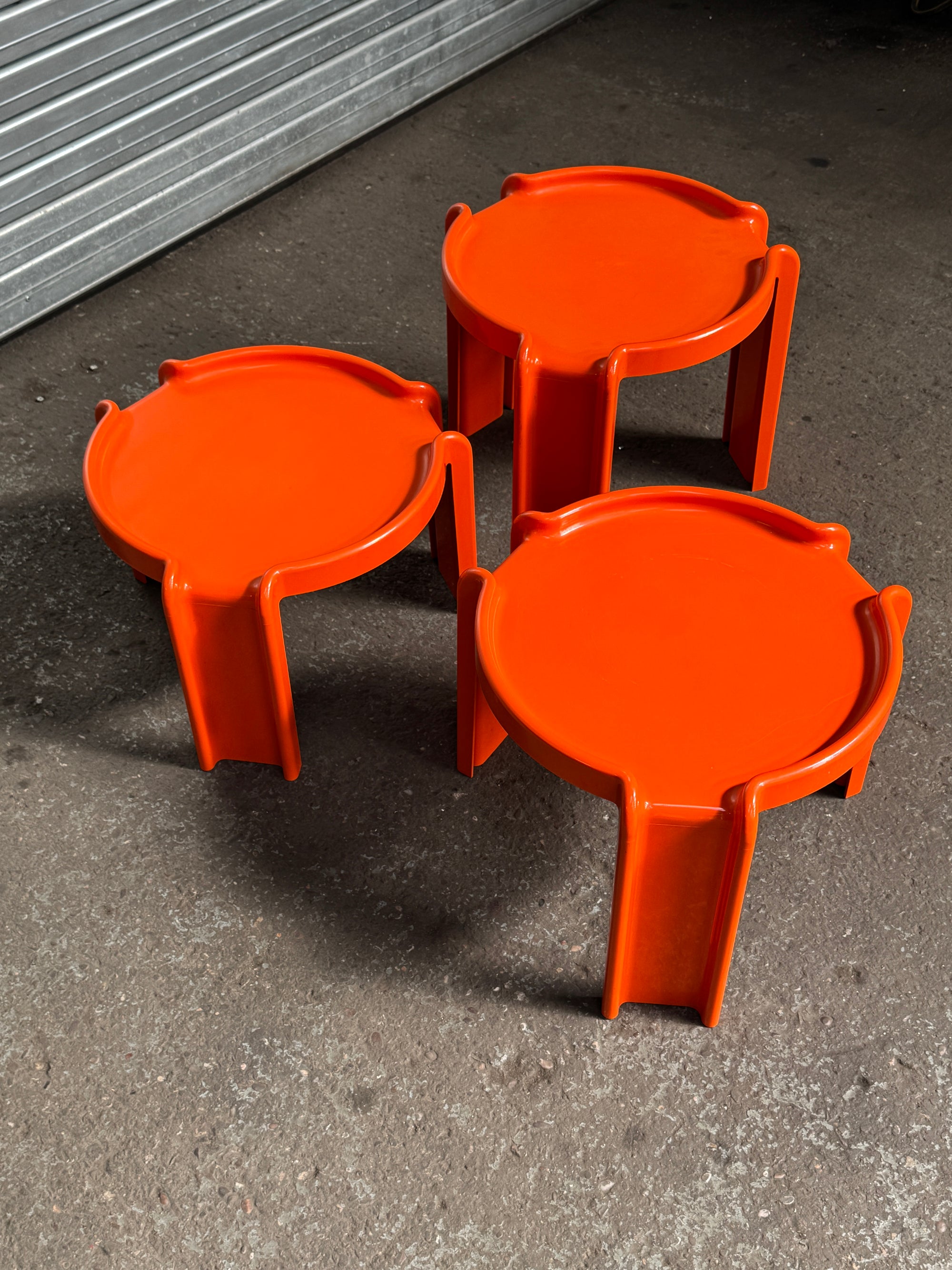 Giotto Stoppino for Kartell Model 4905 Nesting Tables | Orange | 1970s