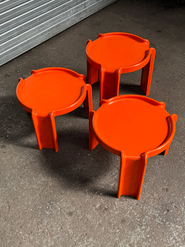 Giotto Stoppino for Kartell Model 4905 Nesting Tables | Orange | 1970s