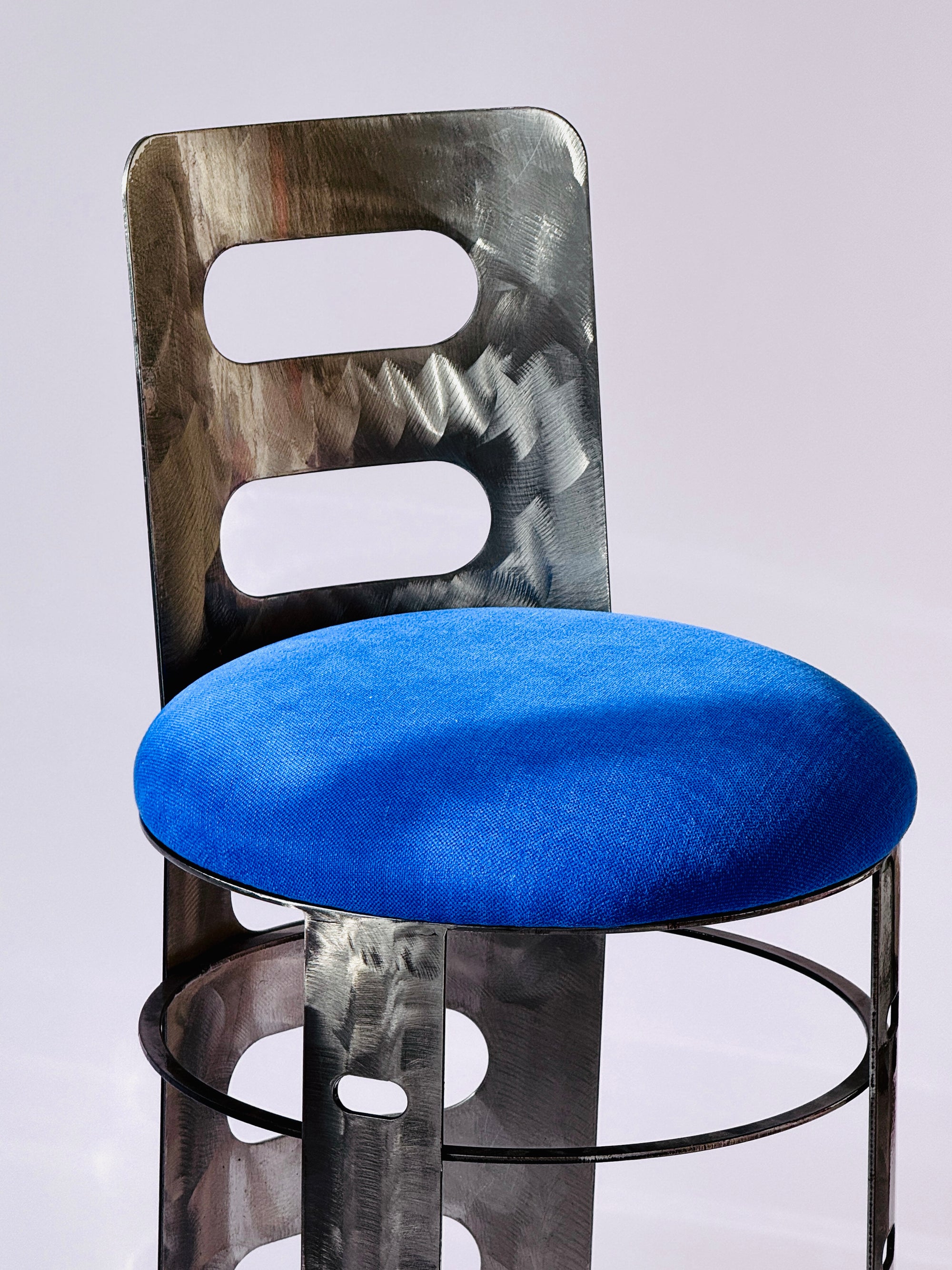 Pair of Brutalist Metal Bar Stools