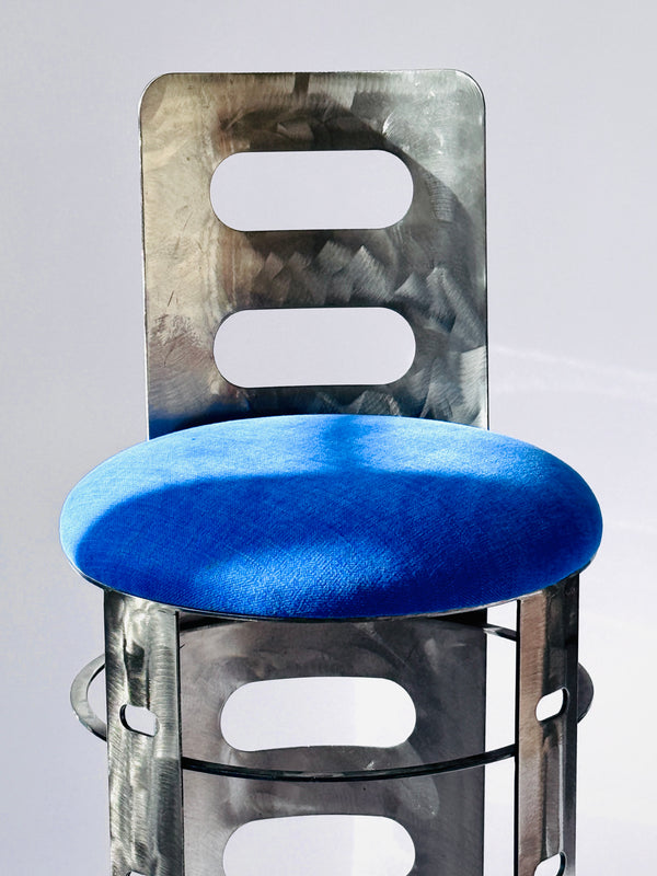 Pair of Brutalist Metal Bar Stools
