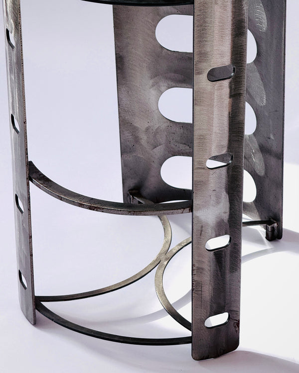 Pair of Brutalist Metal Bar Stools