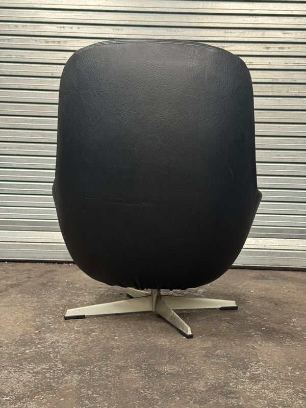 1960's Danish Leather Swivel Armchair & Footstool
