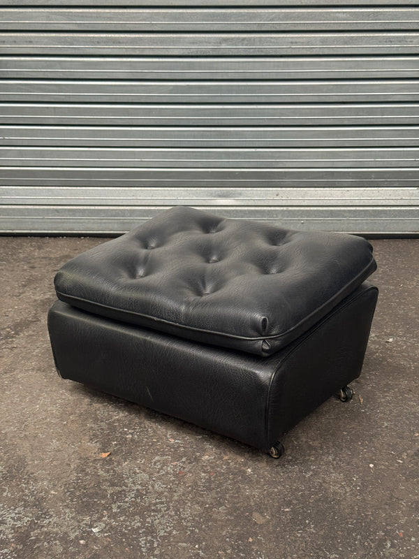 1960's Danish Leather Swivel Armchair & Footstool